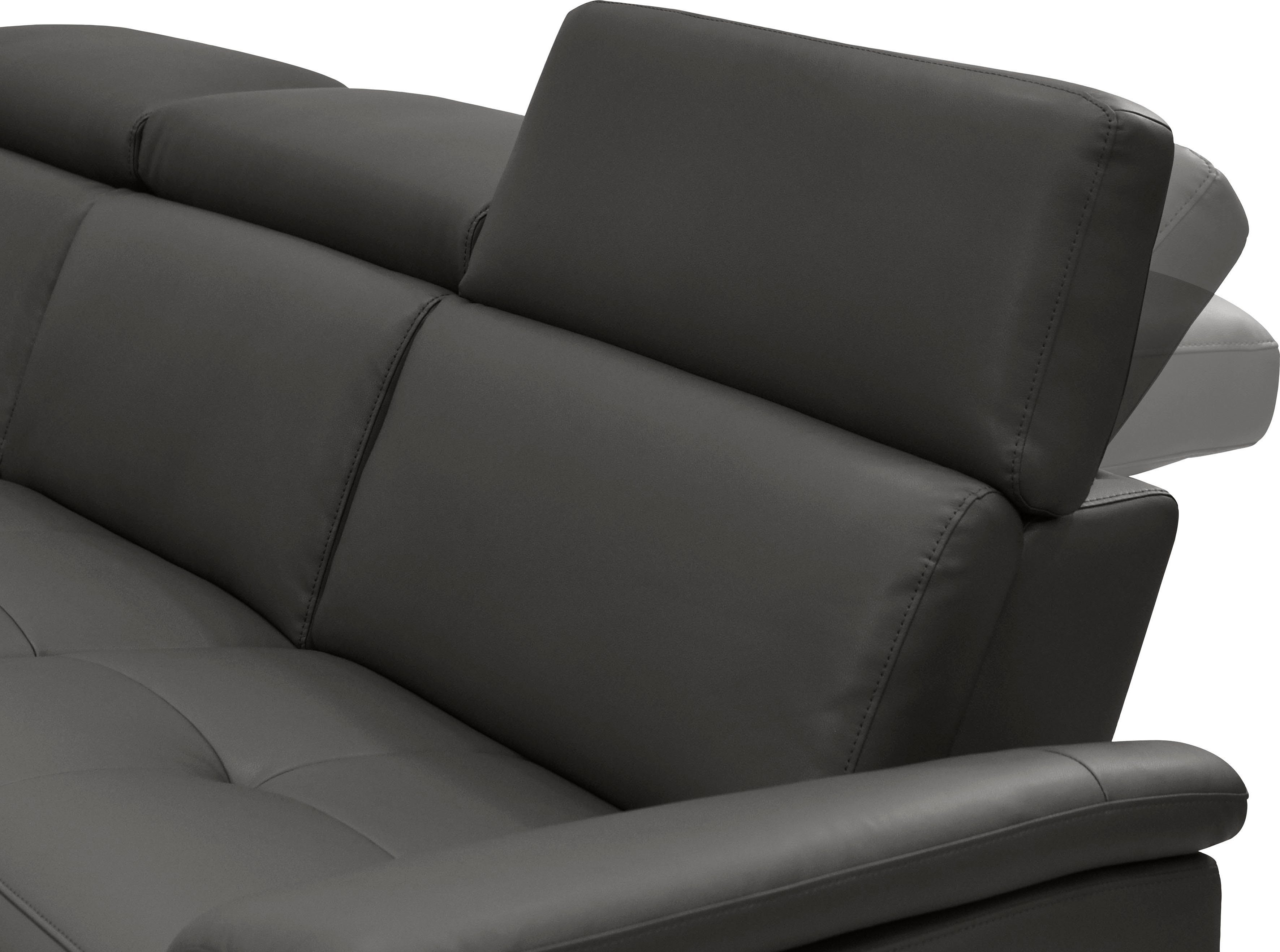 Places of Style Hoekbank Pareli, L-model, 259 cm, met récamier, echt leer, imitatieleer, weefstof