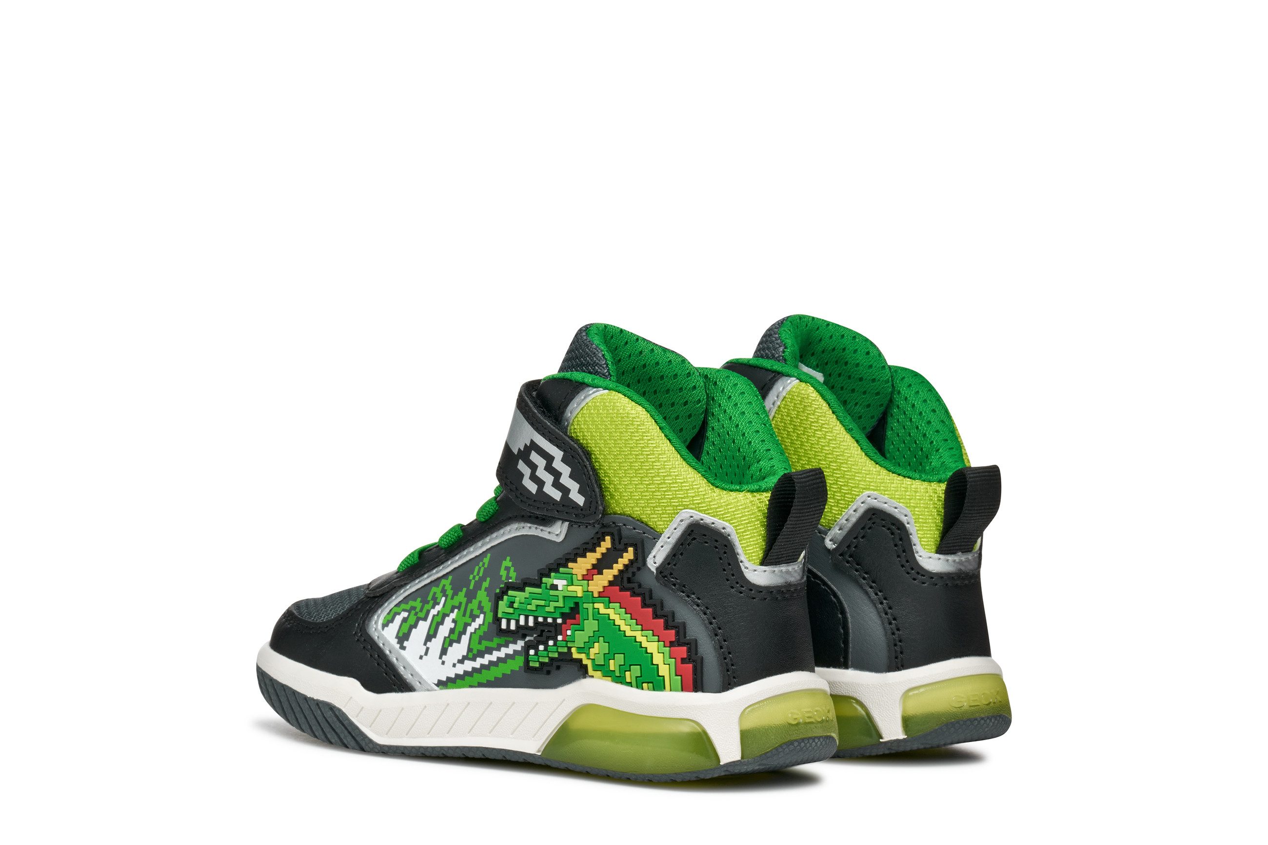 Geox Sneakers J INEK BOY_Knipogschoen Veterboots met coole blinkfunctie, maatsjabloon om te downloaden