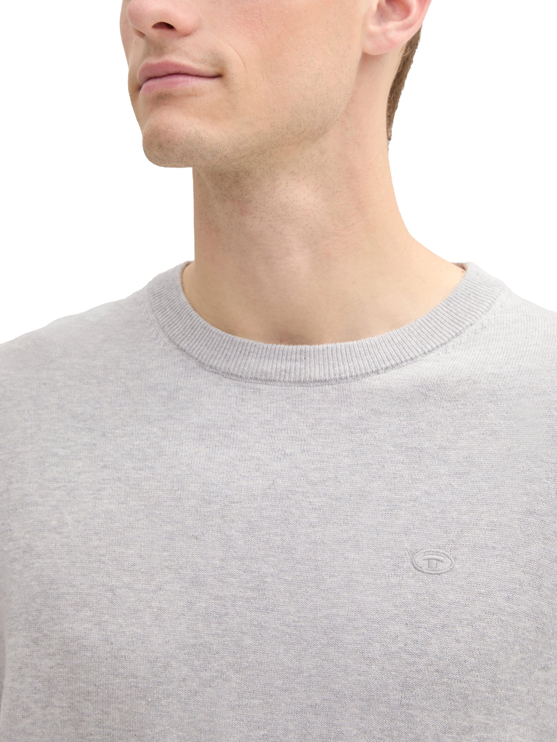 Tom Tailor Trui met ronde hals met geborduurd logo
