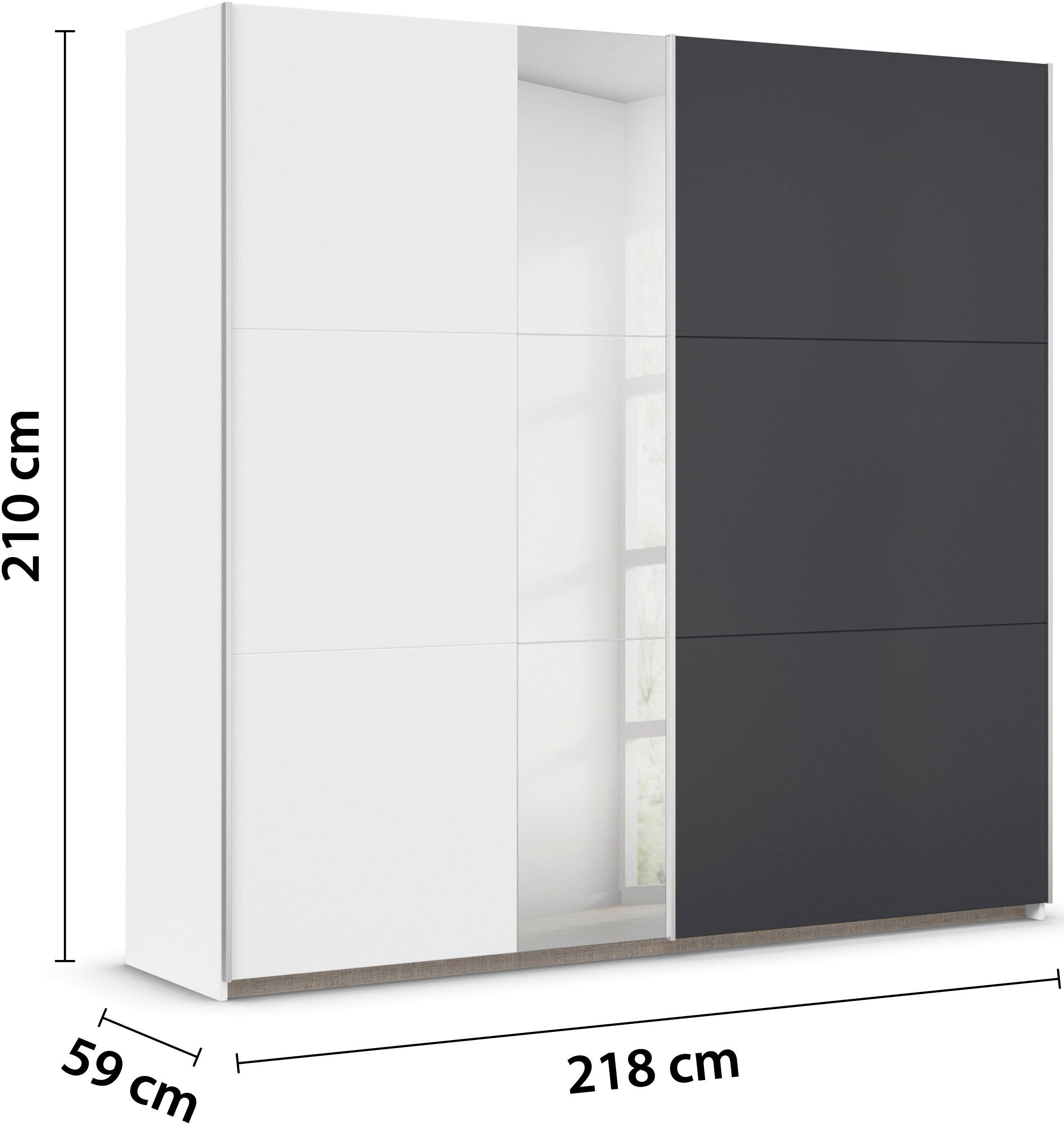 rauch Slaapkamerserie Monza met schuifdeurkast breedte 218 cm, bedcombinatie in 2 breedtes