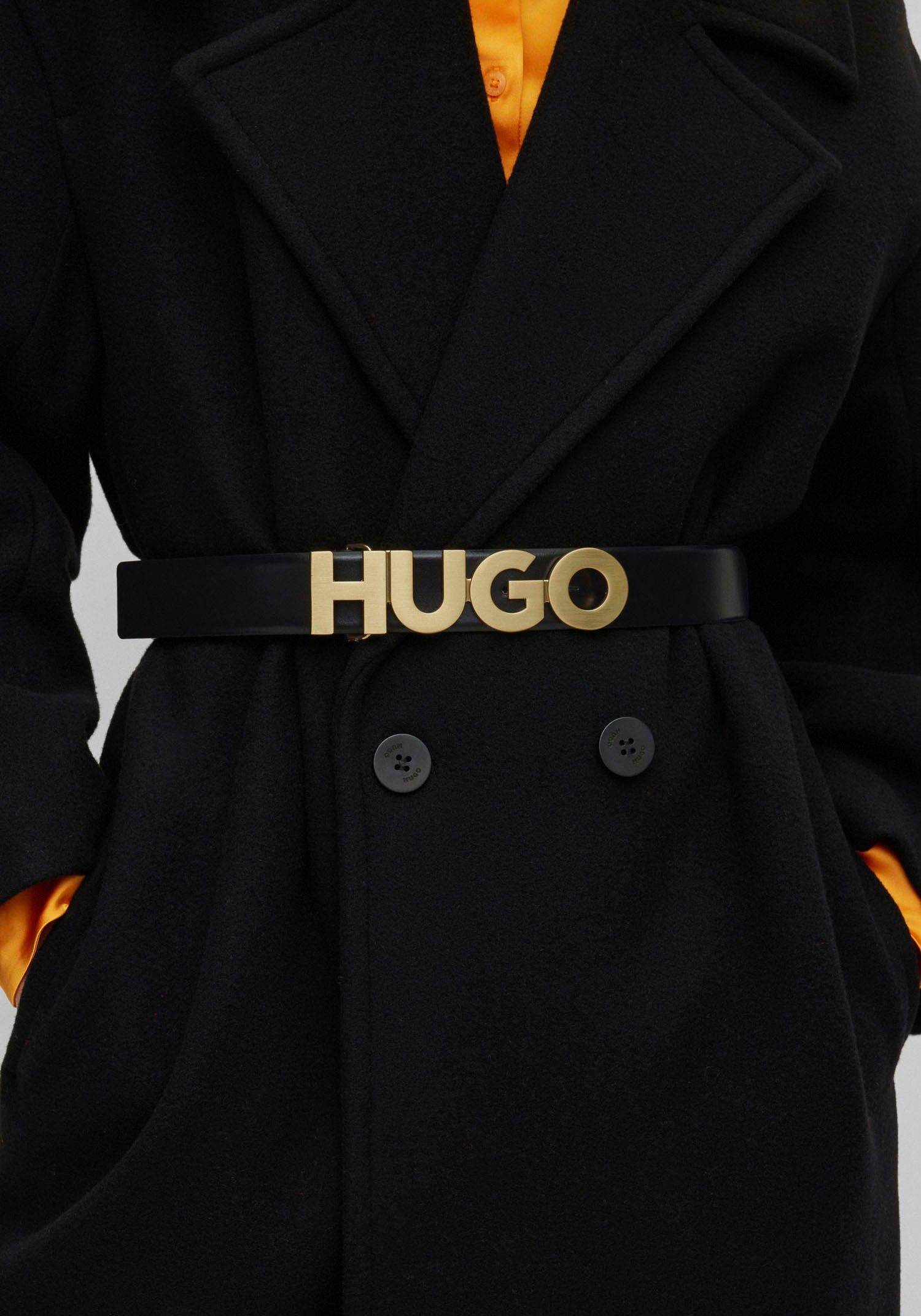 HUGO Leren riem met logogesp