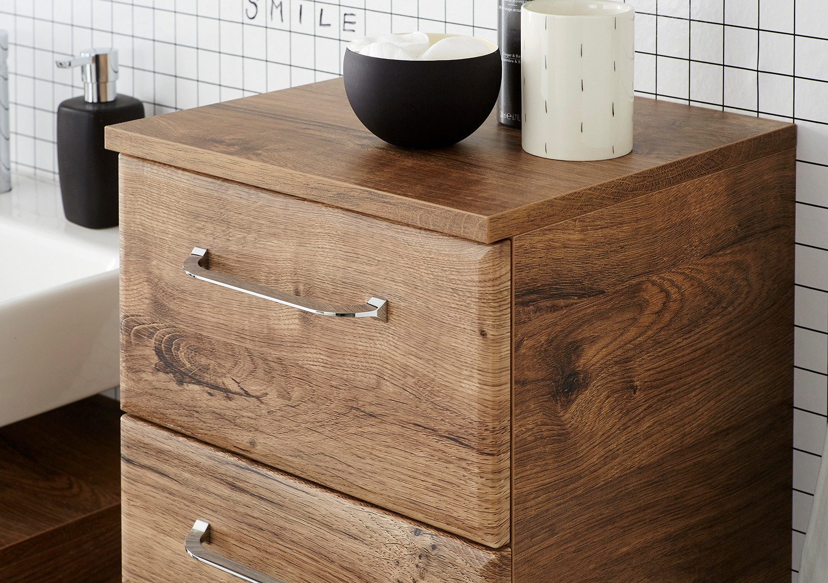 Saphir Badmeubelset Quickset 943 4-delig, glazen wastafel en LED-spiegelkast Badmeubels zonder wastafel, incl. deurdemper, 7 deuren, 2 lades (set, 4 stuks)
