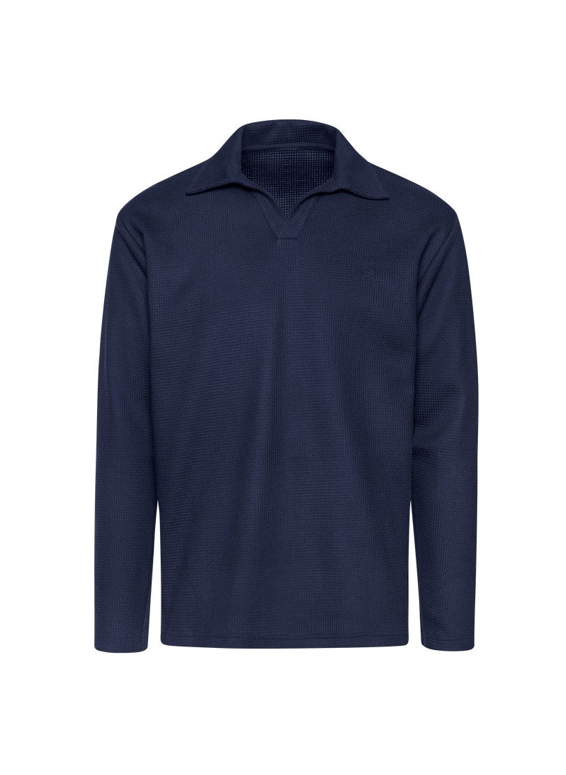 Trigema Poloshirt TRIGEMA Poloshirt met lange mouwen zonder knoopsluiting in wafeloptiek (1-delig)