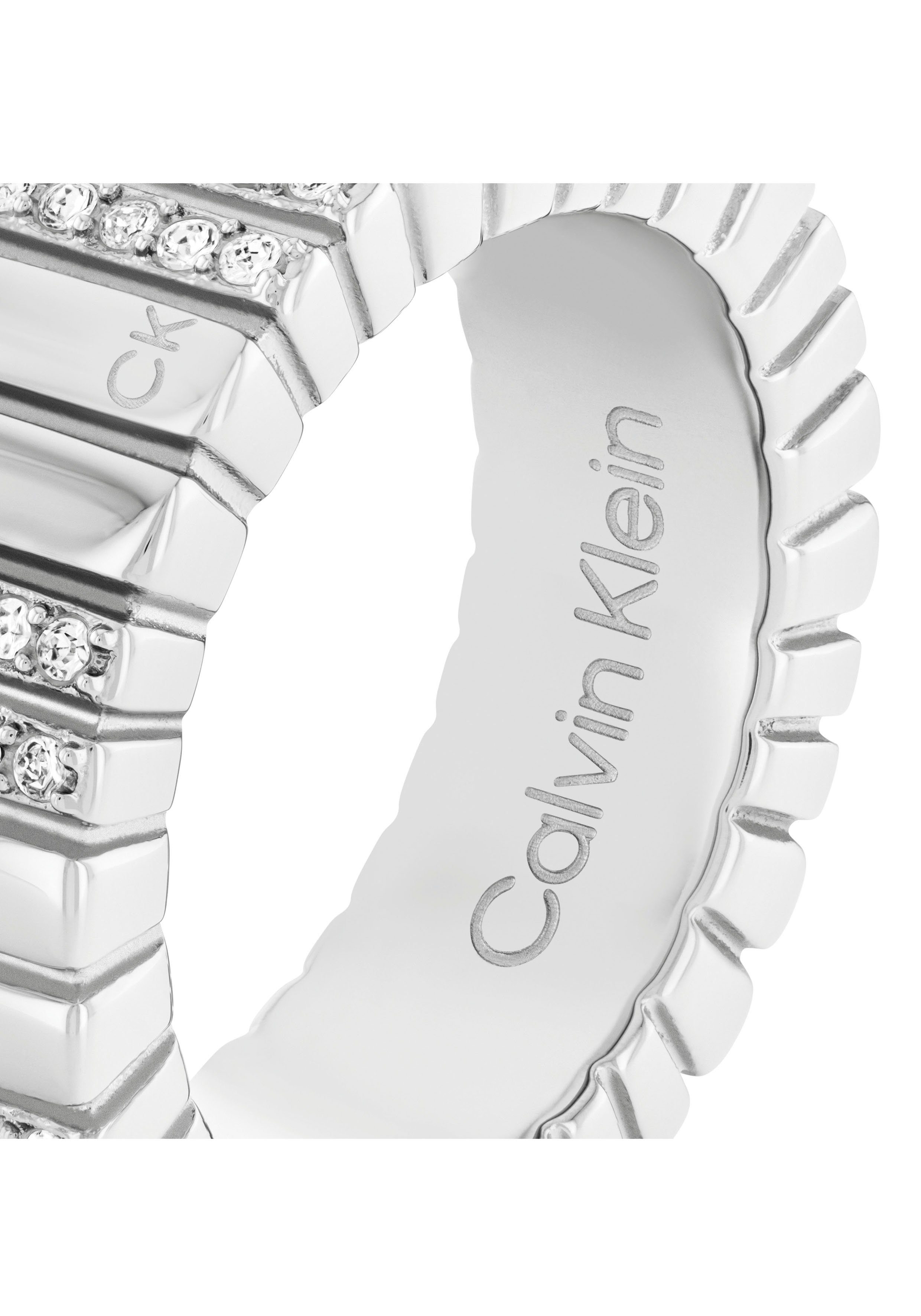 calvin klein ring met glassteen zilver
