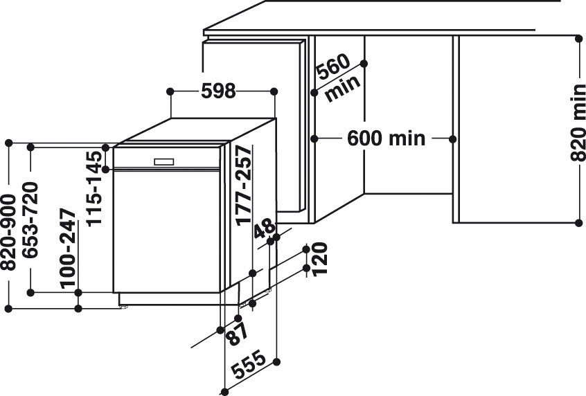 BAUKNECHT Volledig geïntegreerde vaatwasser OBIO POWERCLEAN 6330, 82 cm x 59,8 cm