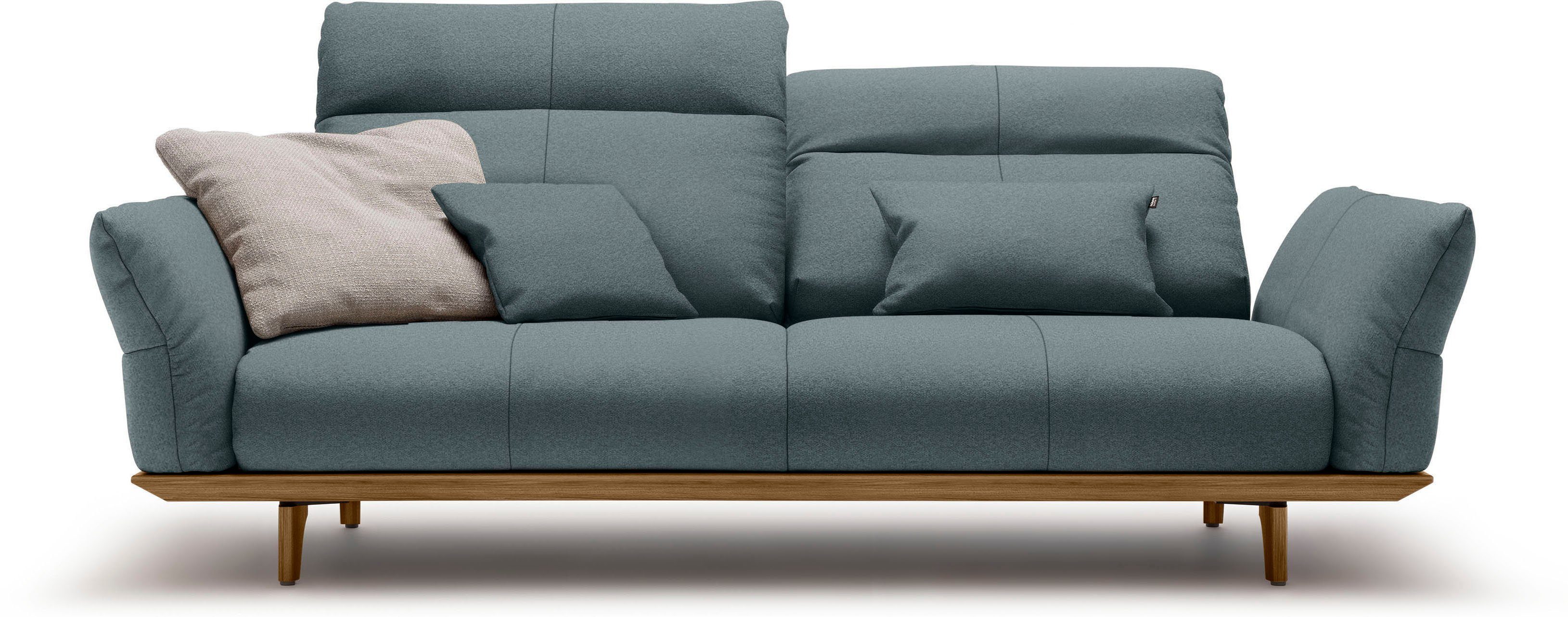 huelsta sofa 3-zitsbank hs.460 onderstel in walnotenhout, walnotenhouten poten, breedte 208 cm blauw