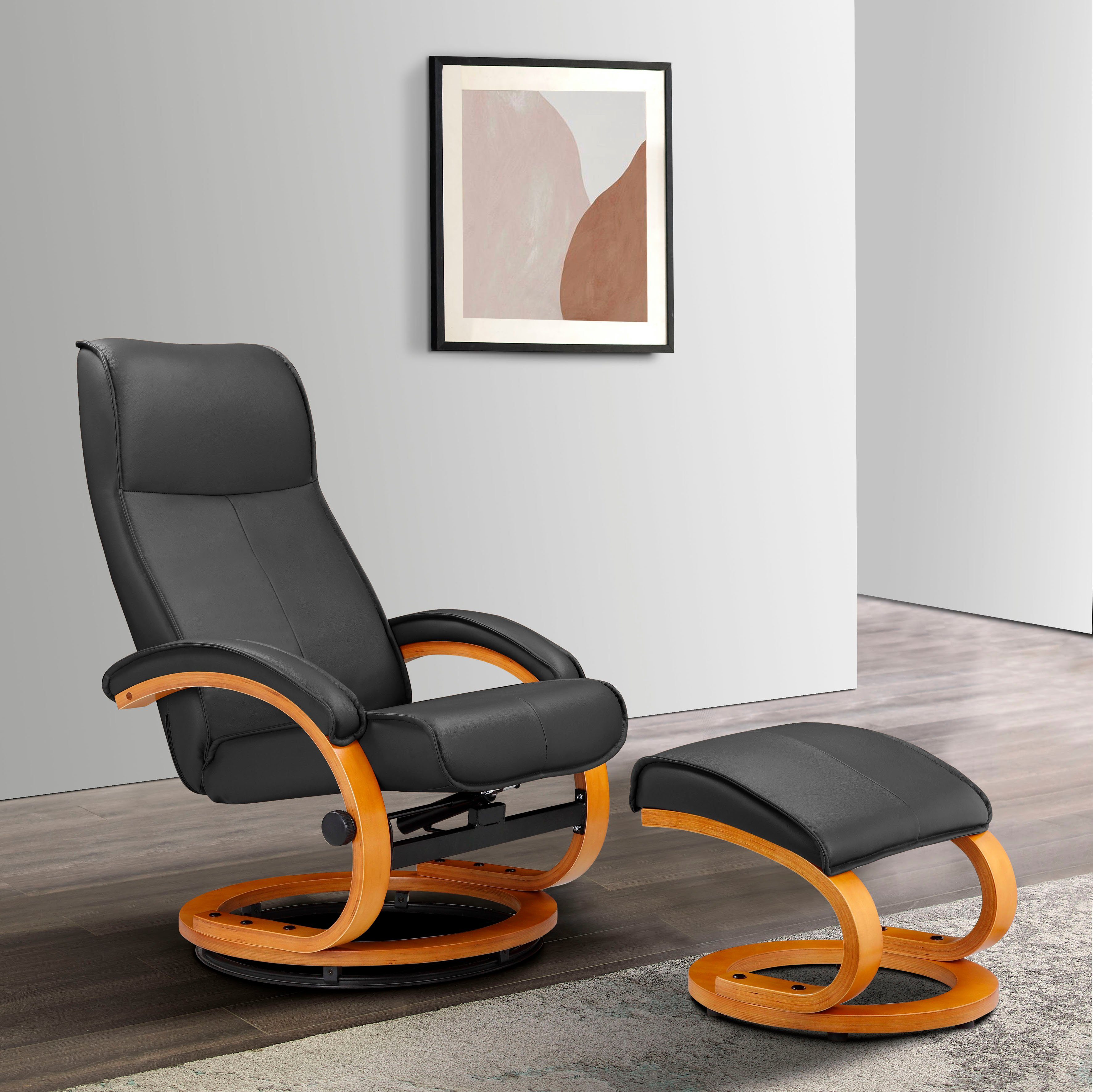 Home affaire Relaxfauteuil Paris, tv-stoel met poef en handmatige ligfunctie (set, 2 stuks)