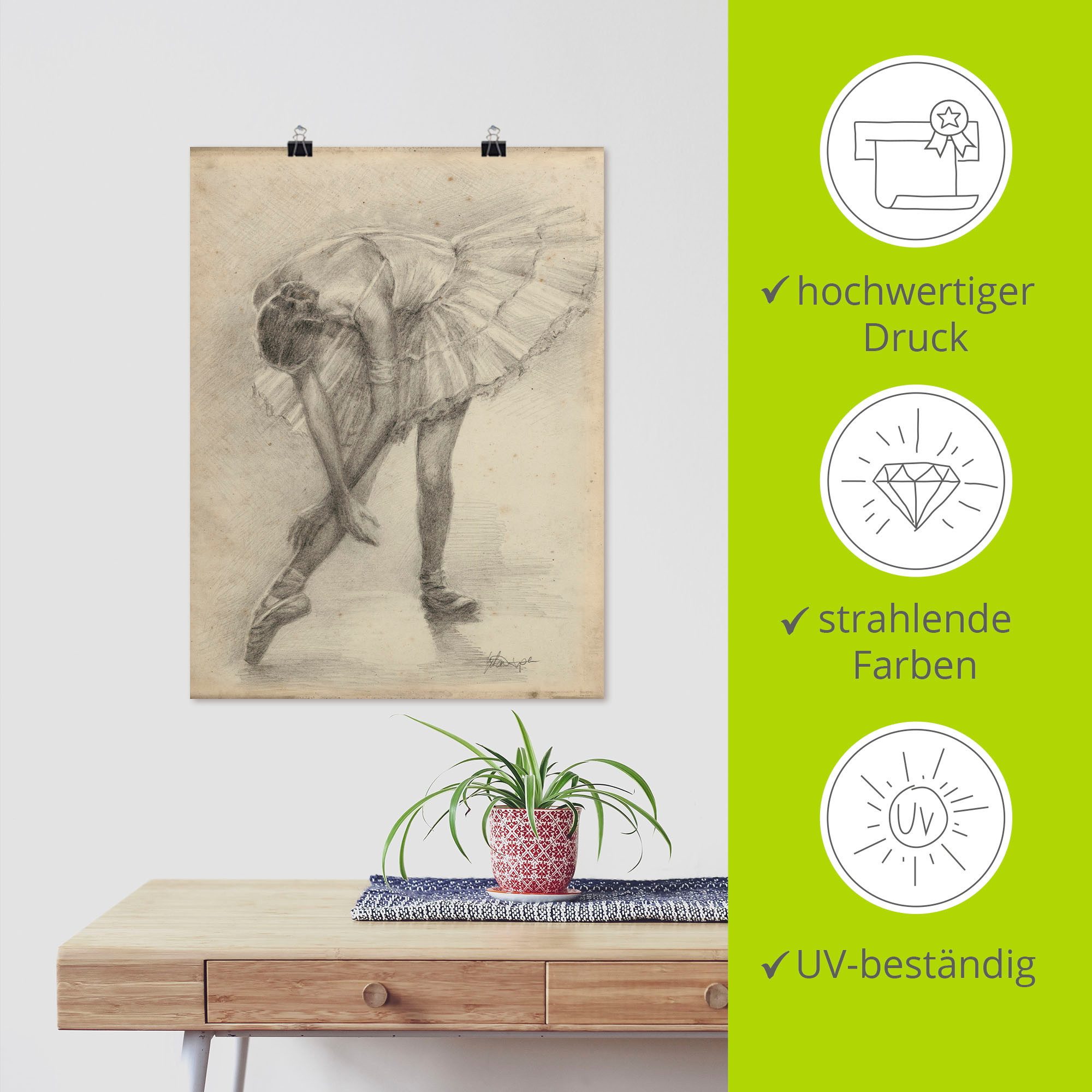 Artland Artprint Antieke ballerina's oefening II als poster in verschillende formaten maten