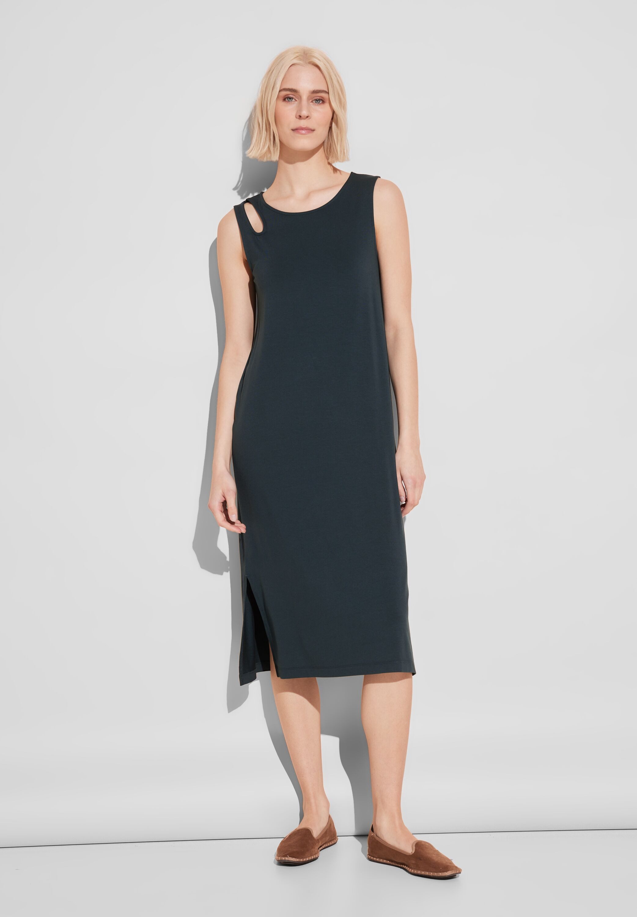 STREET ONE Midi-jurk met uitsparing dames midi-jurken maat 38 groen