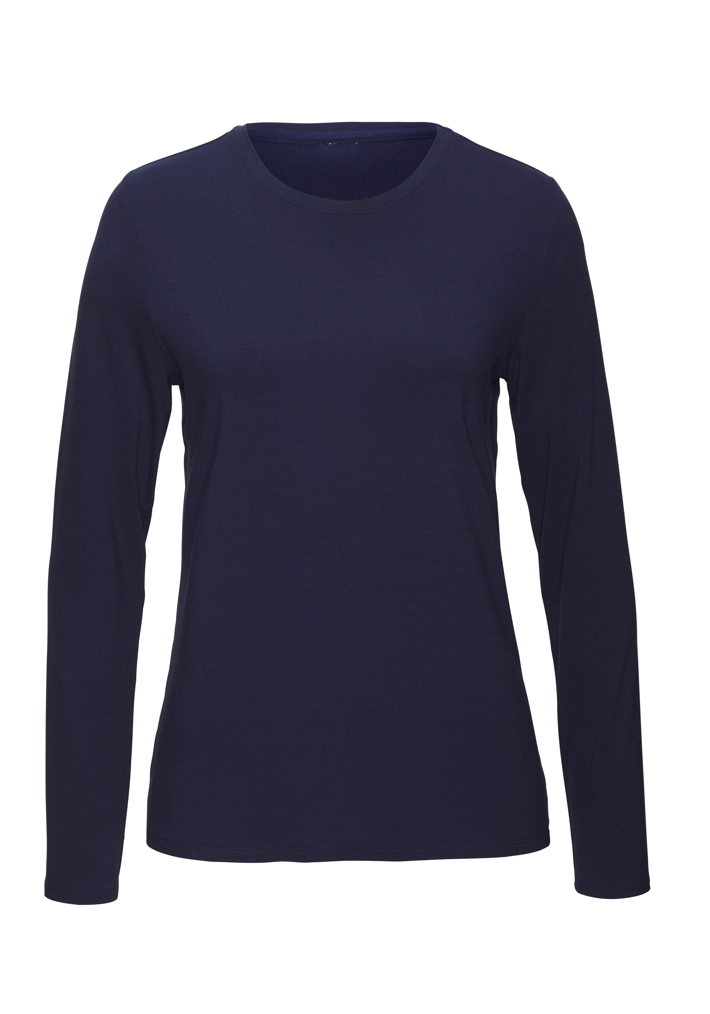 Lascana Shirt met lange mouwen Van zachte viscose-stretch van zachte viscosekwaliteit (Set van 2)