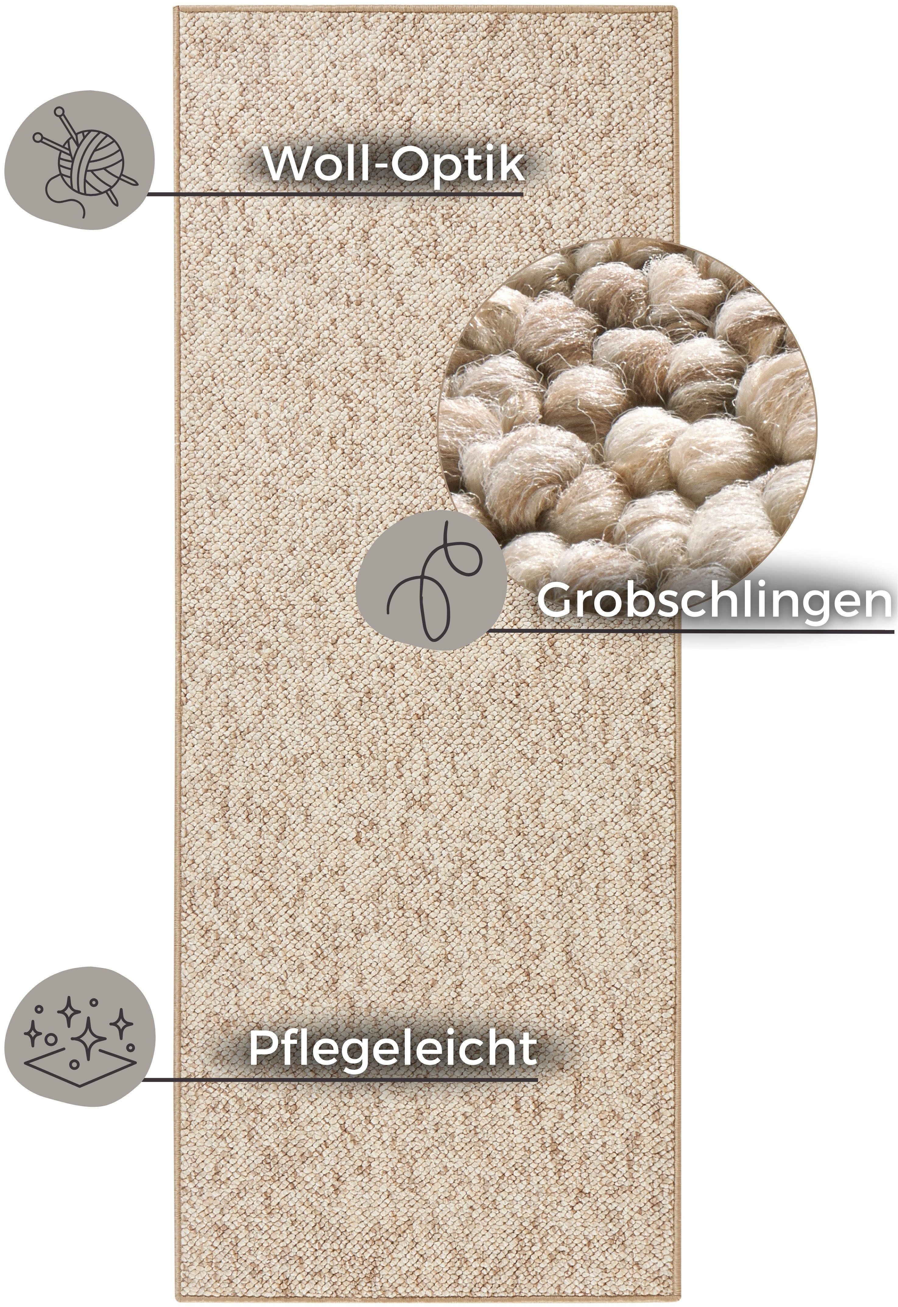 HANSE Home Vloerkleed Wolly 2 Vlakweefsel, loper, Scandi, wol-look, eetkamer, woonkamer, gang