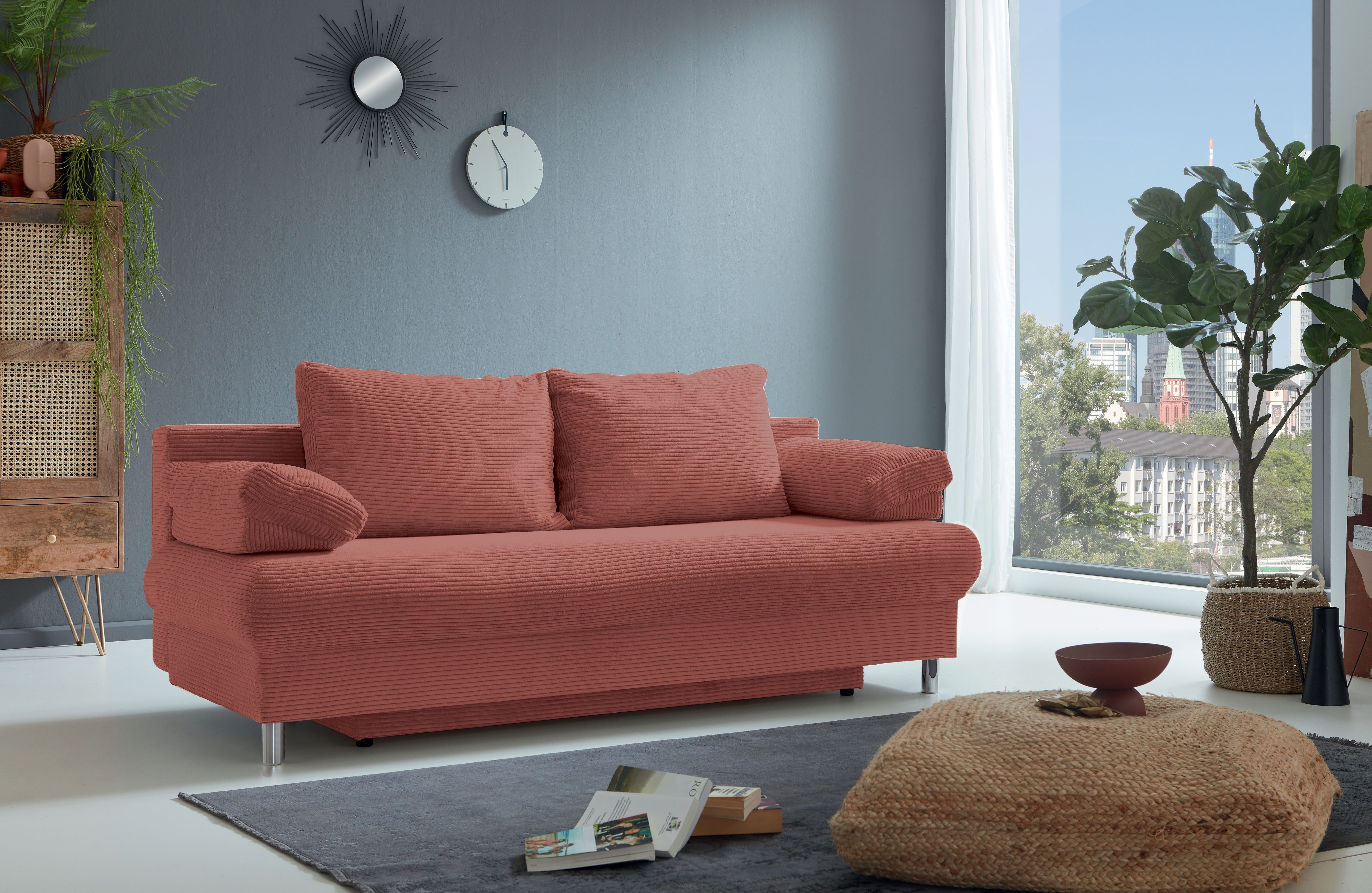 INOSIGN Slaapbank Como 2-zits, pocketvering, breedte 196 cm, incl. rug- en armleuningkussens