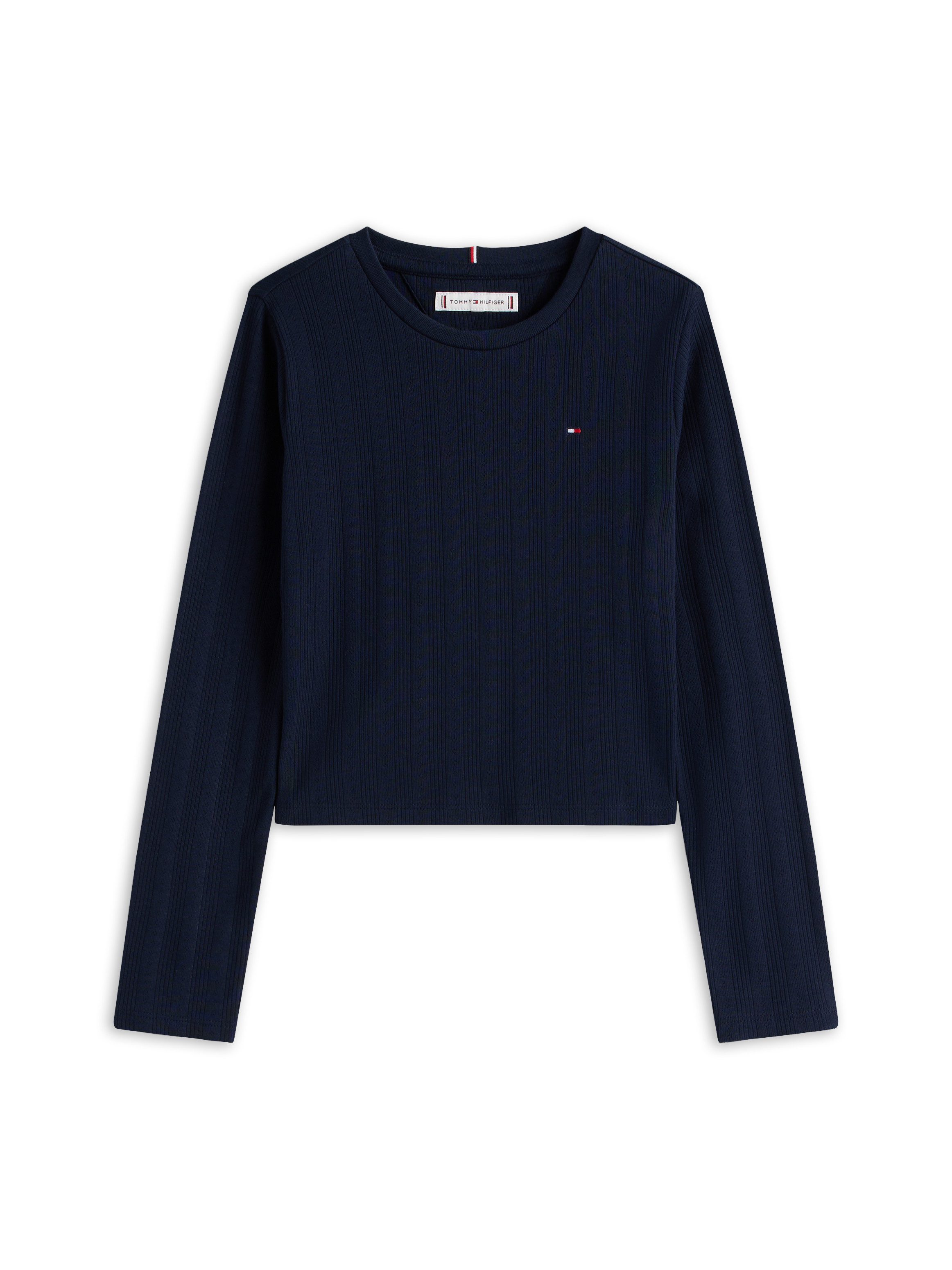 Tommy Hilfiger Shirt met lange mouwen POINTELLE TOP LS voor kinderen tot 16 jaar, met logo-print