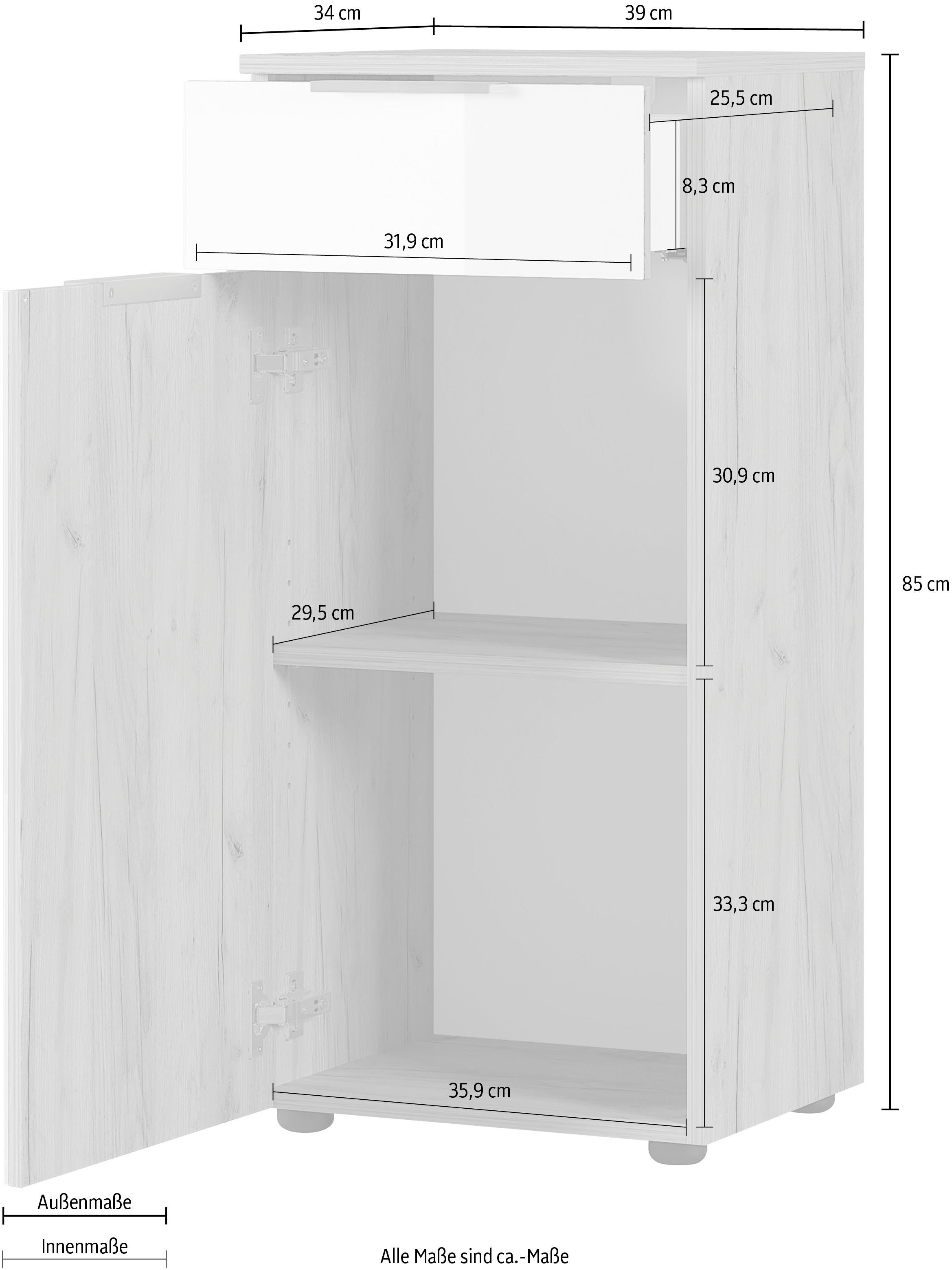 GERMANIA Onderkast Avino Breedte 39 cm, glazen fronten, soft-closefunctie