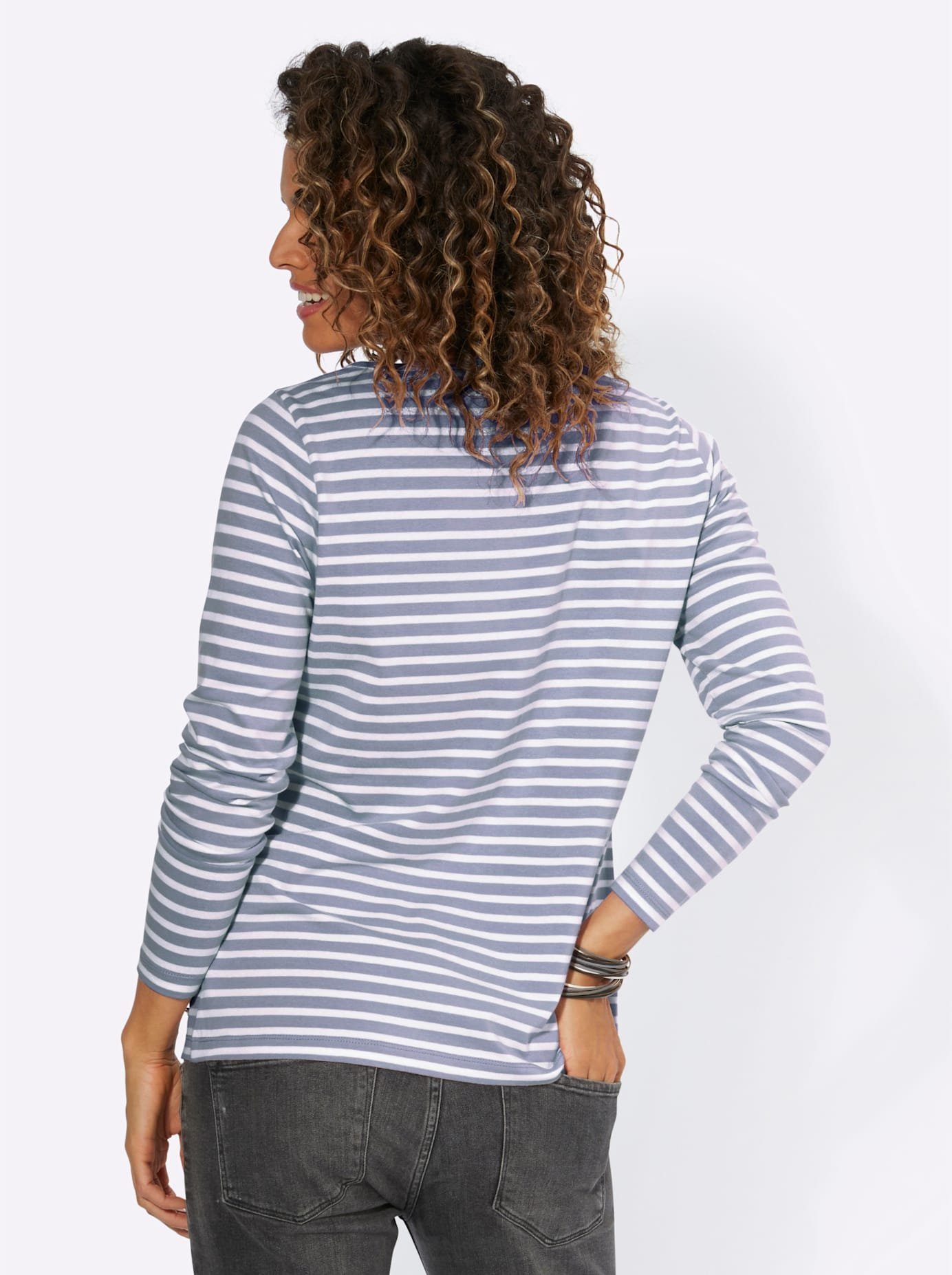 Casual Looks Shirt met lange mouwen Gestreept shirt (1-delig)