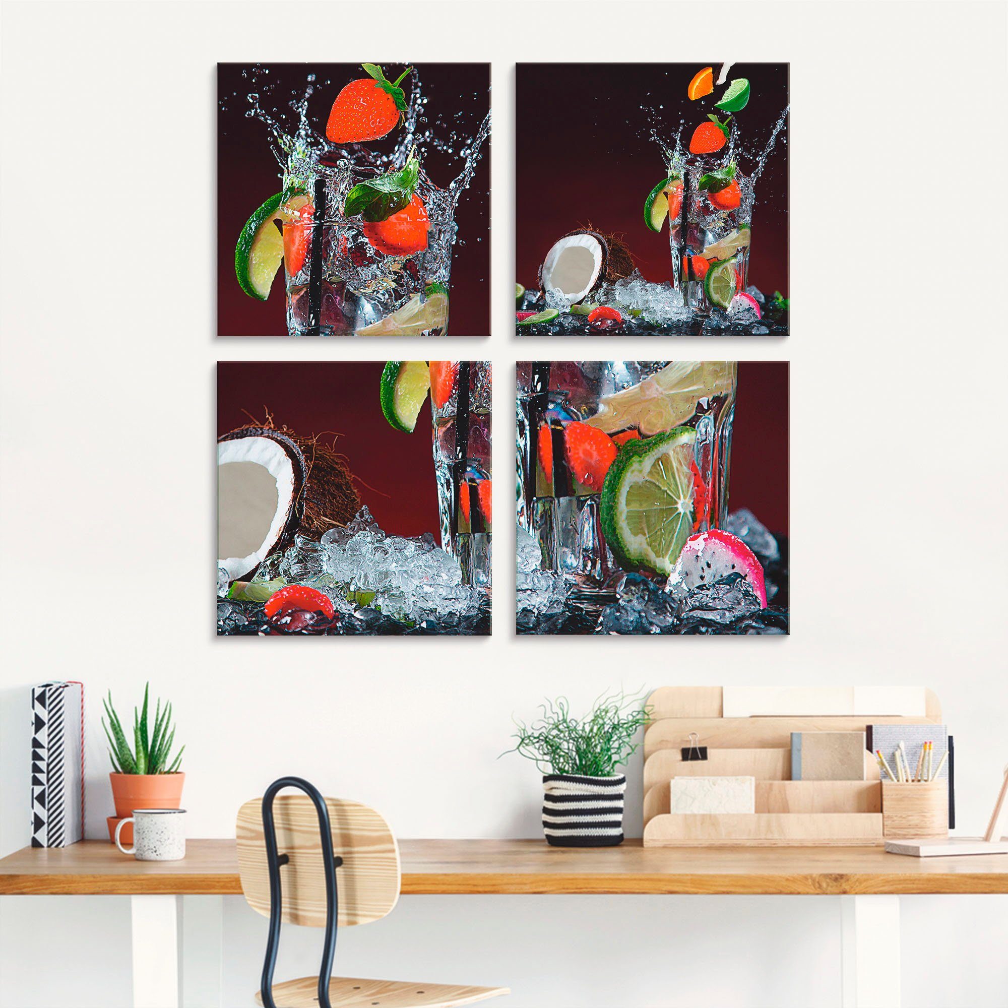 Artland Print op glas Verse fruitcocktail in verschillende maten (4-delig)