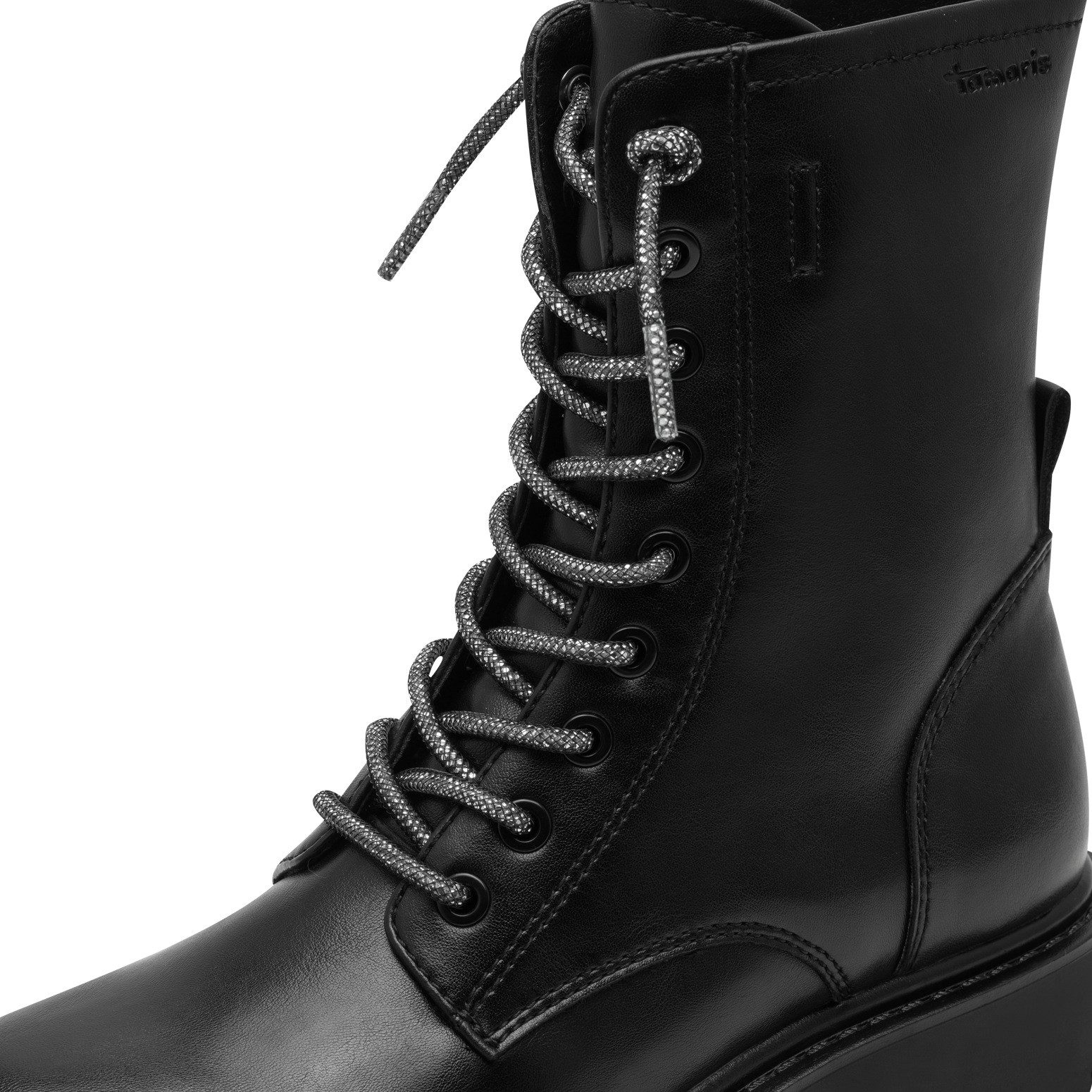 Tamaris Veterlaarsjes , blokhak, veterboots met glanzende, elastische veters