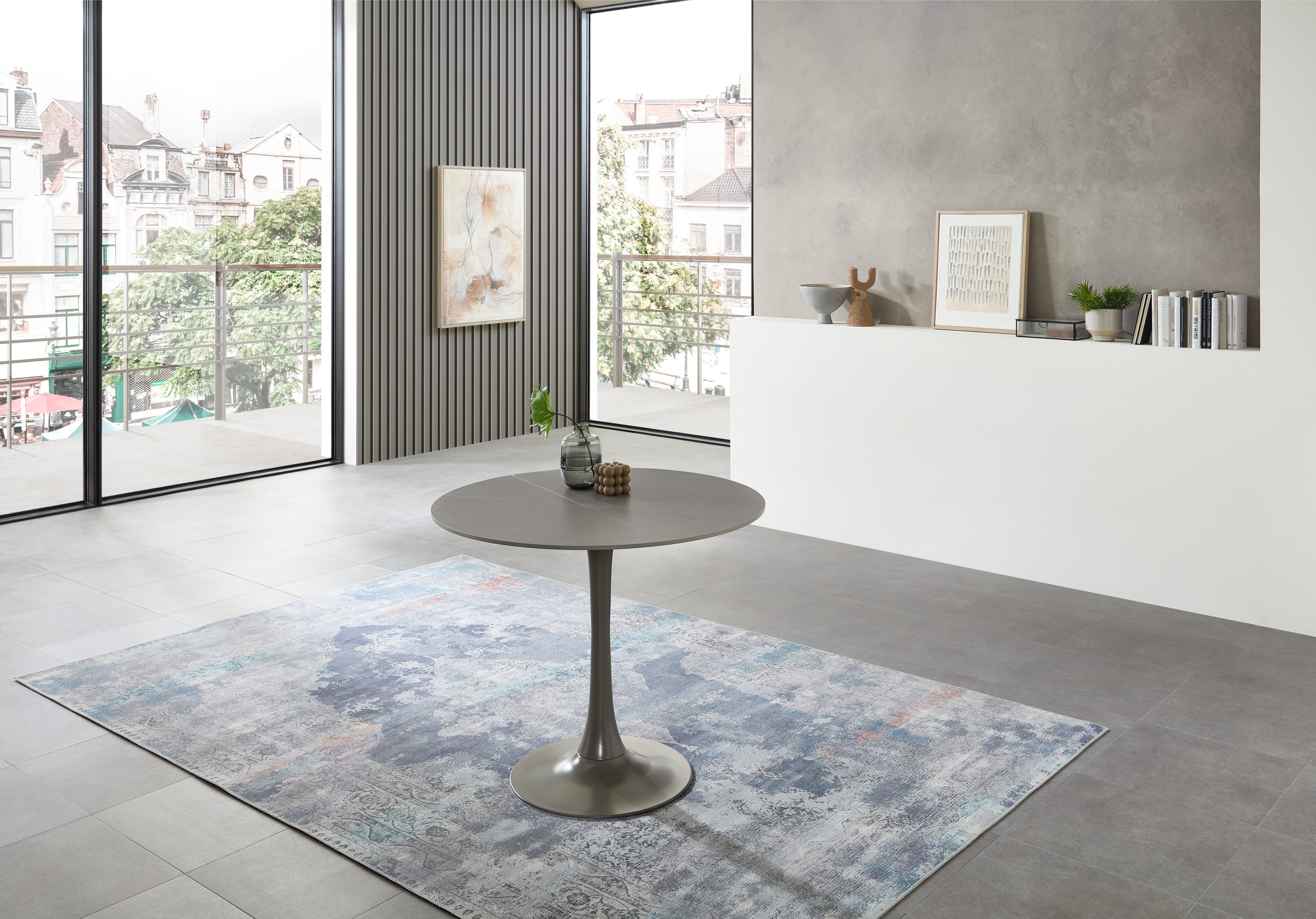 Stolkom Eettafel Josh ronde eettafel keramiek, gemarmerd, BxH 90x75 cm Keramische oppervlakte gemarmerd, keuze uit wit, grijs of zwart