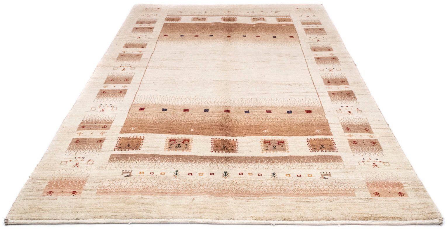 morgenland Wollen kleed Loribaft vloerkleed met de hand geknoopt beige handgeknoopt