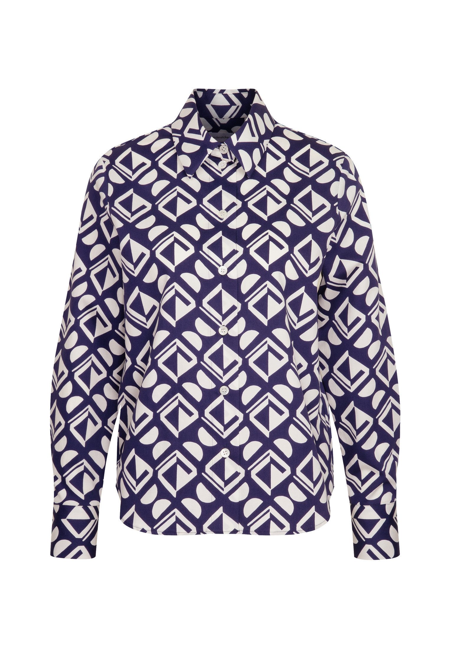 seidensticker Overhemdblouse Zwarte roos Lange mouwen kraag geometrische motieven