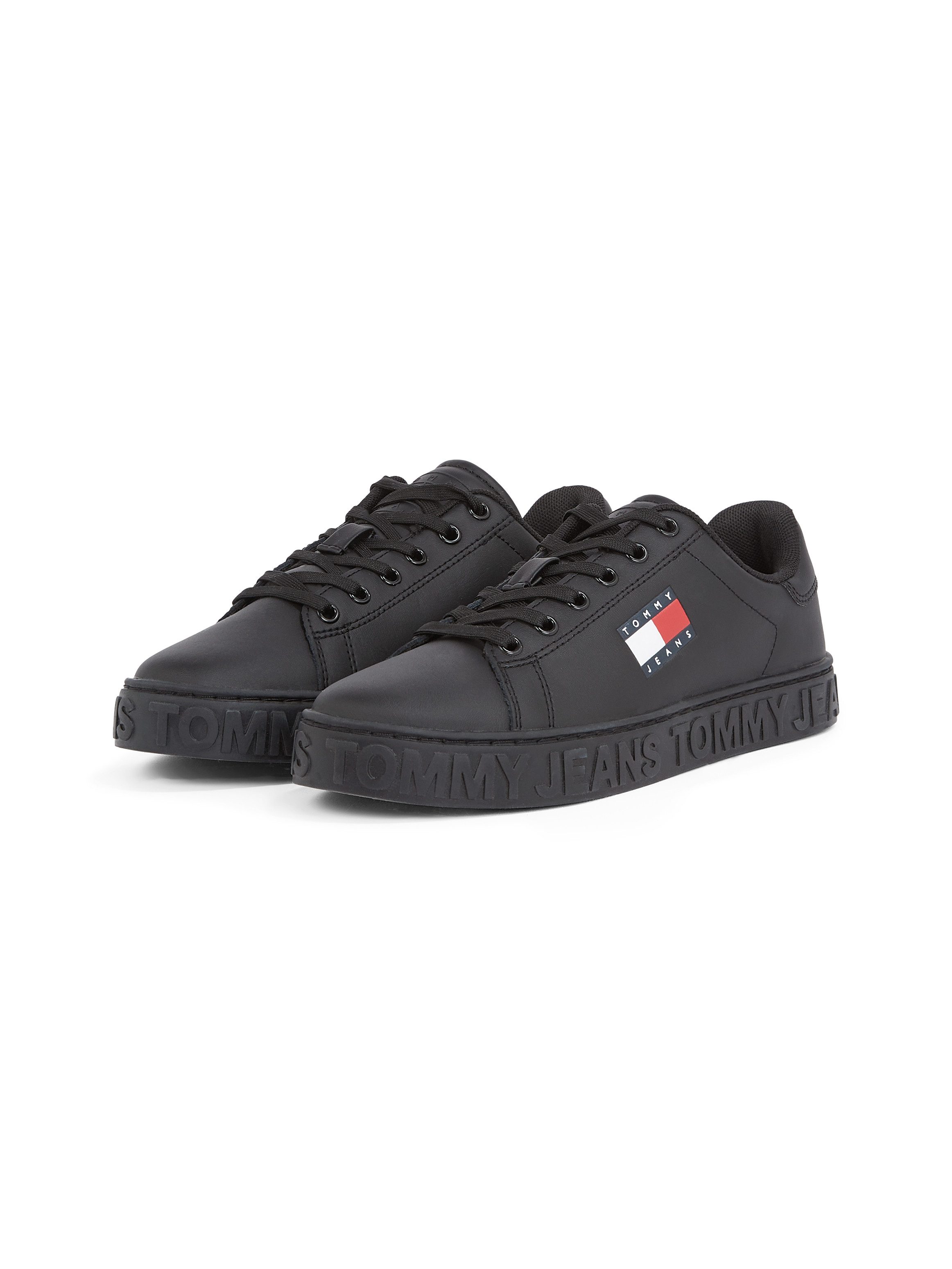 TOMMY JEANS Plateausneakers TJW LOGO OUTSOLE SNEAKER ESS vrijetijdsschoen, lage schoen, veterschoen met zijlogo-vlag