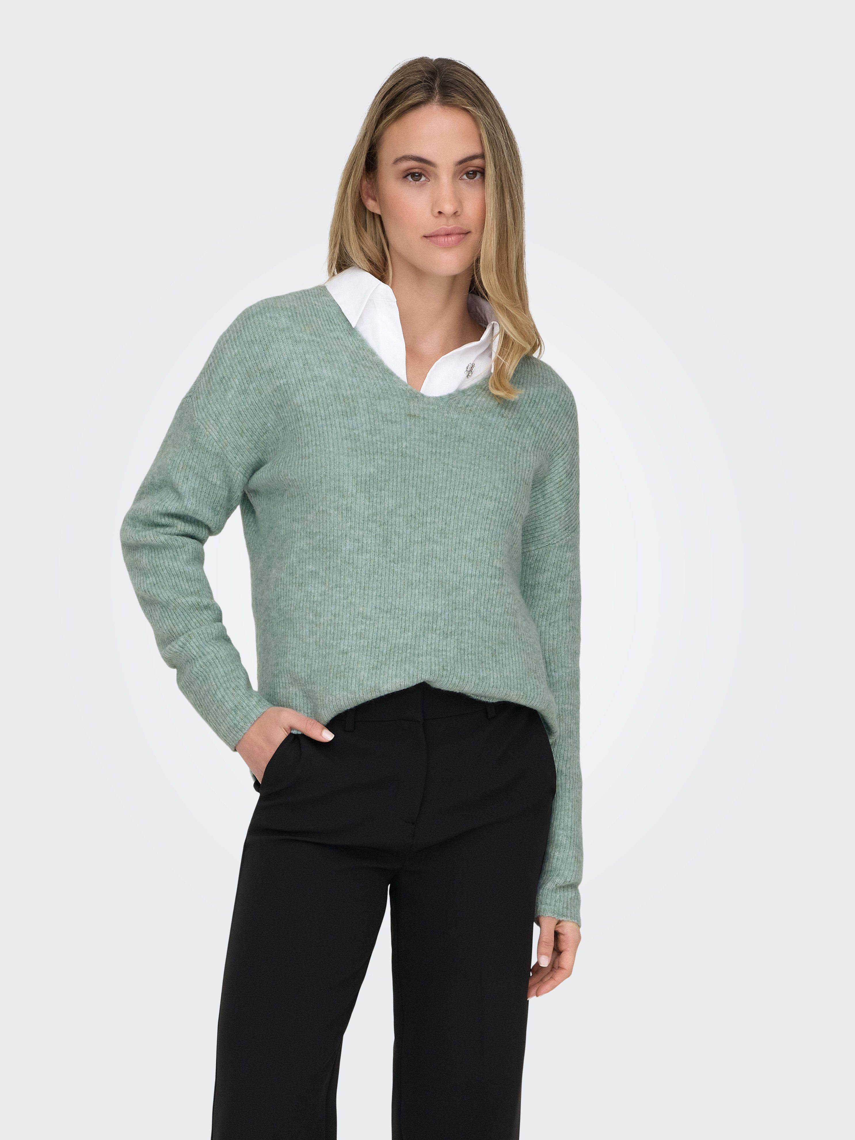 Only Trui met V-hals ONLCAMILLA V-NECK L/S PULLOVER KNT NOOS