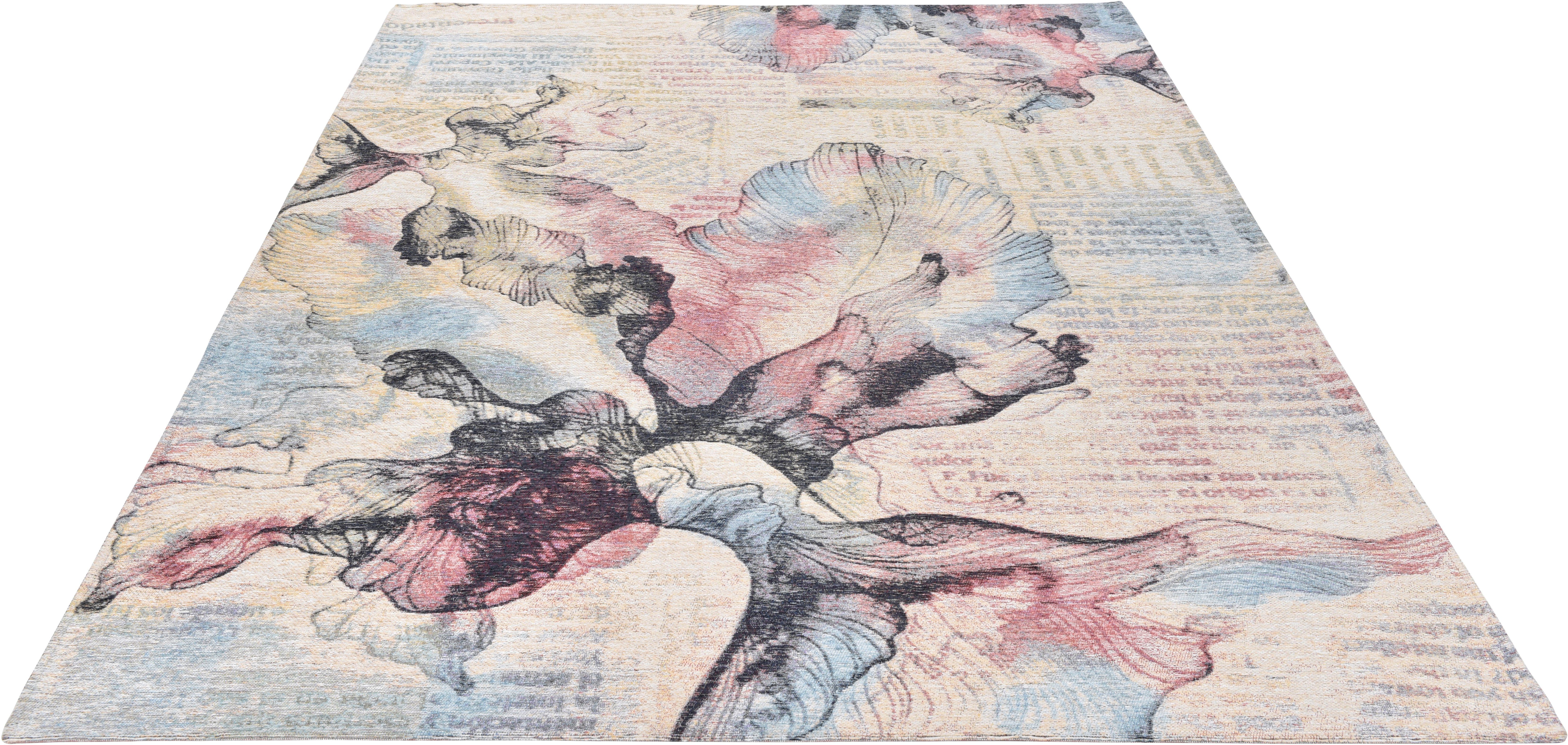 Gino Falcone Vloerkleed Cosima-108 plat geweven jacquard-vloerkleed, met chenillegaren, modern bloemdesign