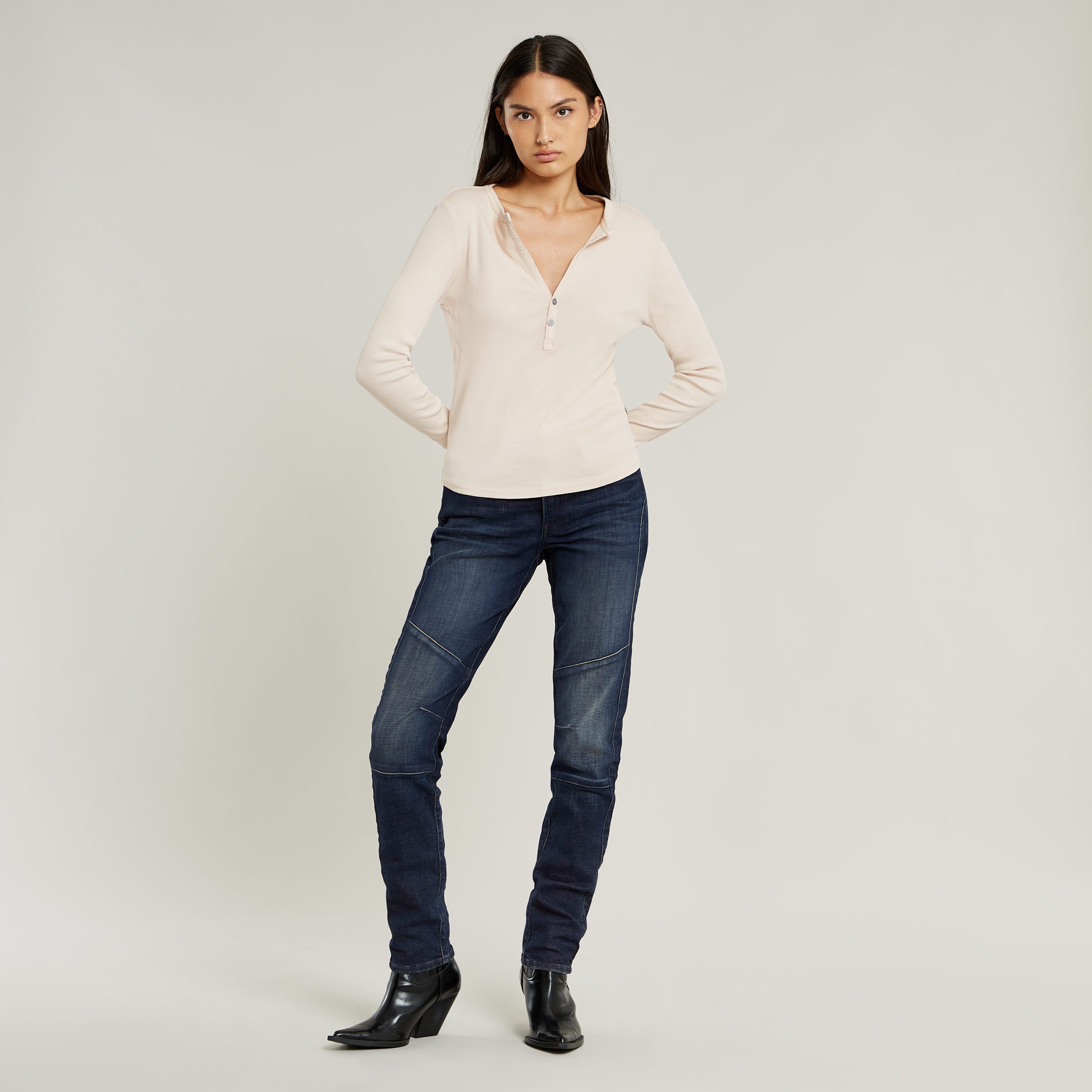 G-Star RAW Shirt met lange mouwen Deep v slim met knoopsluiting