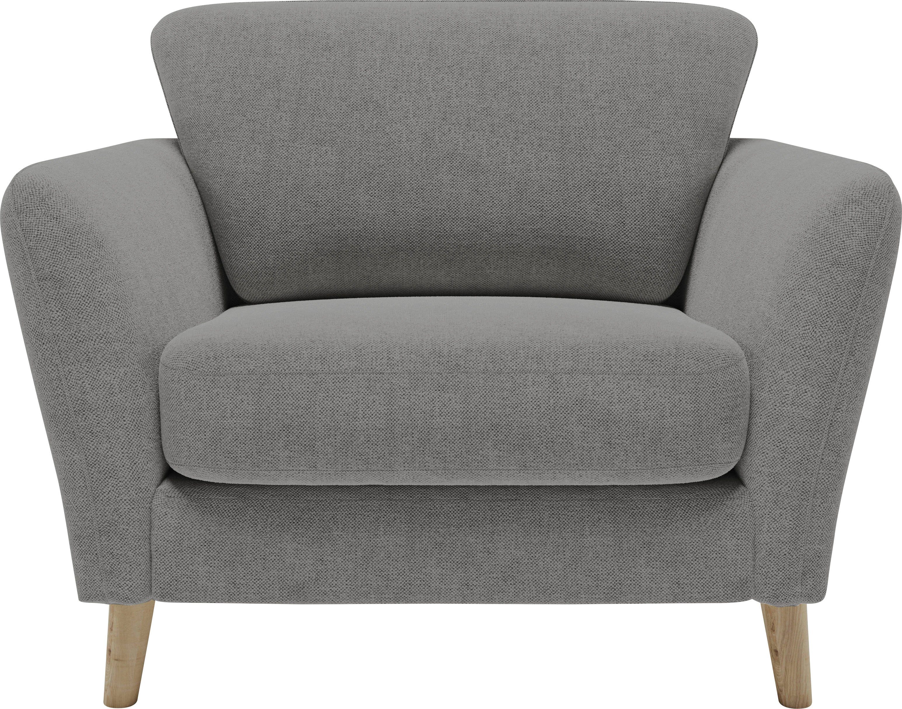 Home affaire Fauteuil Marseille Massief houten poten eiken, landhuisstijl, golfvering