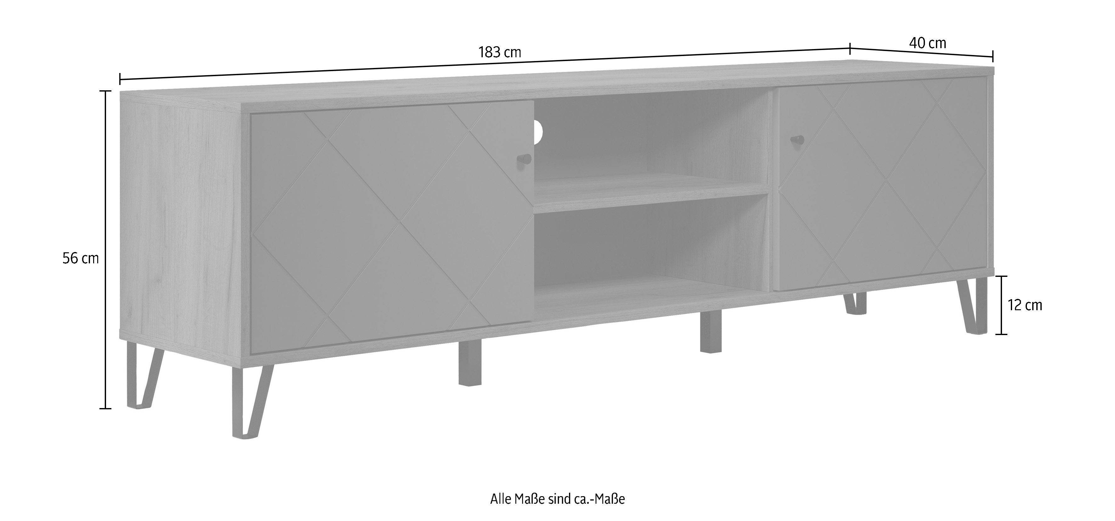 Places of Style Tv-meubel MOLVENO Commode, met gestructureerde fronten, Soft-Close, B 183 cm (1 stuk)