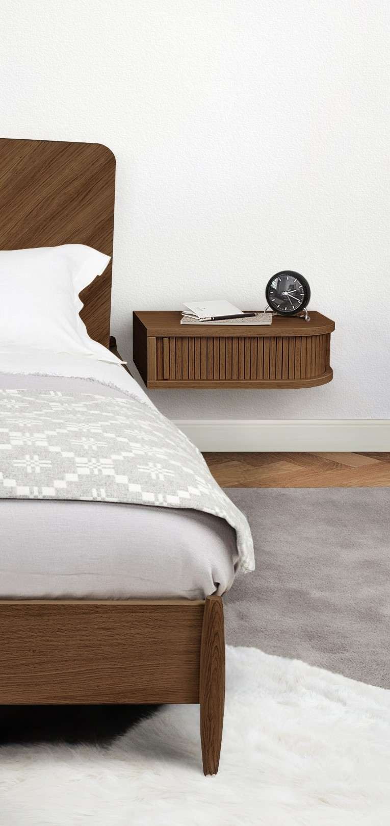 Woodman Nachtkastje Farsta in 3 kleuren, met tambour schuifdeuren, met eikenhout gefineerd