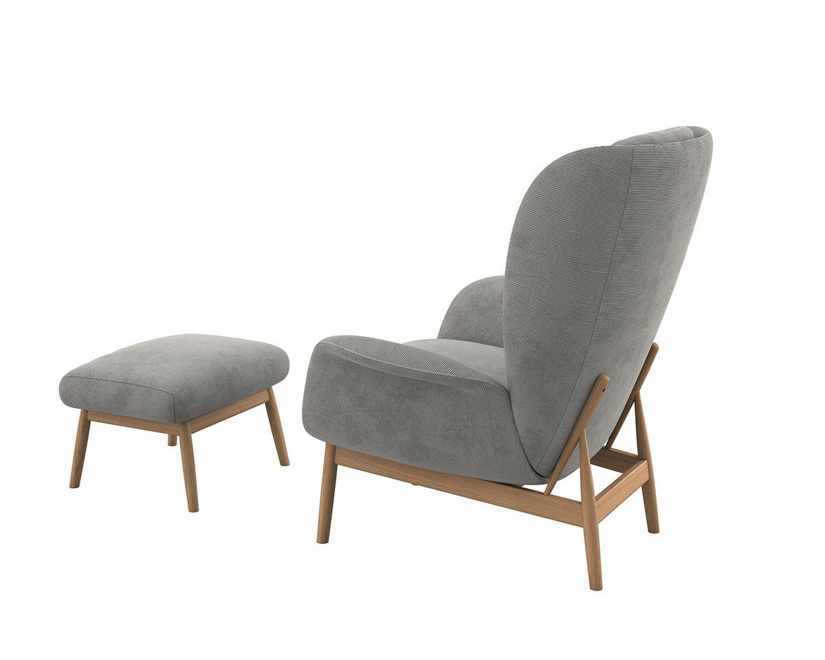 FLEXLUX Oorfauteuil Padova Stijl & comfort, organische vorm, geïntegreerde lendesteun, eikenhouten voet