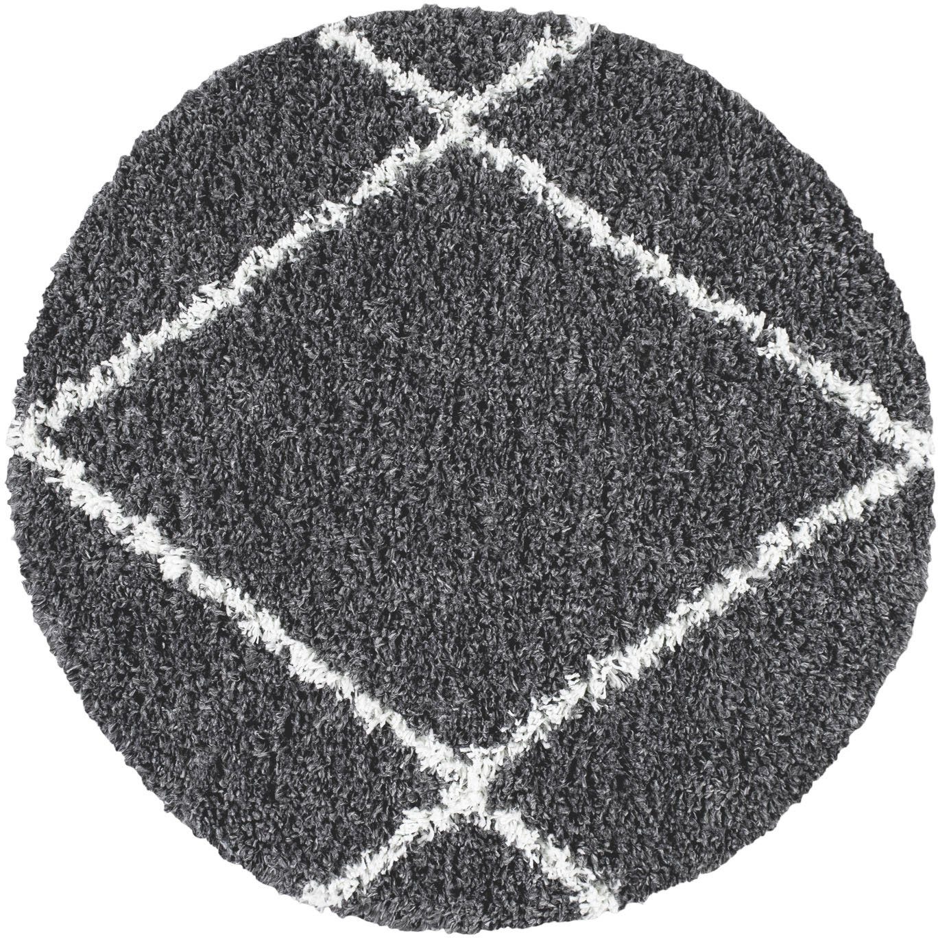 paco home hoogpolig vloerkleed kalmar 442 scandinavisch design, ruitmotief, zacht  behaaglijk grijs