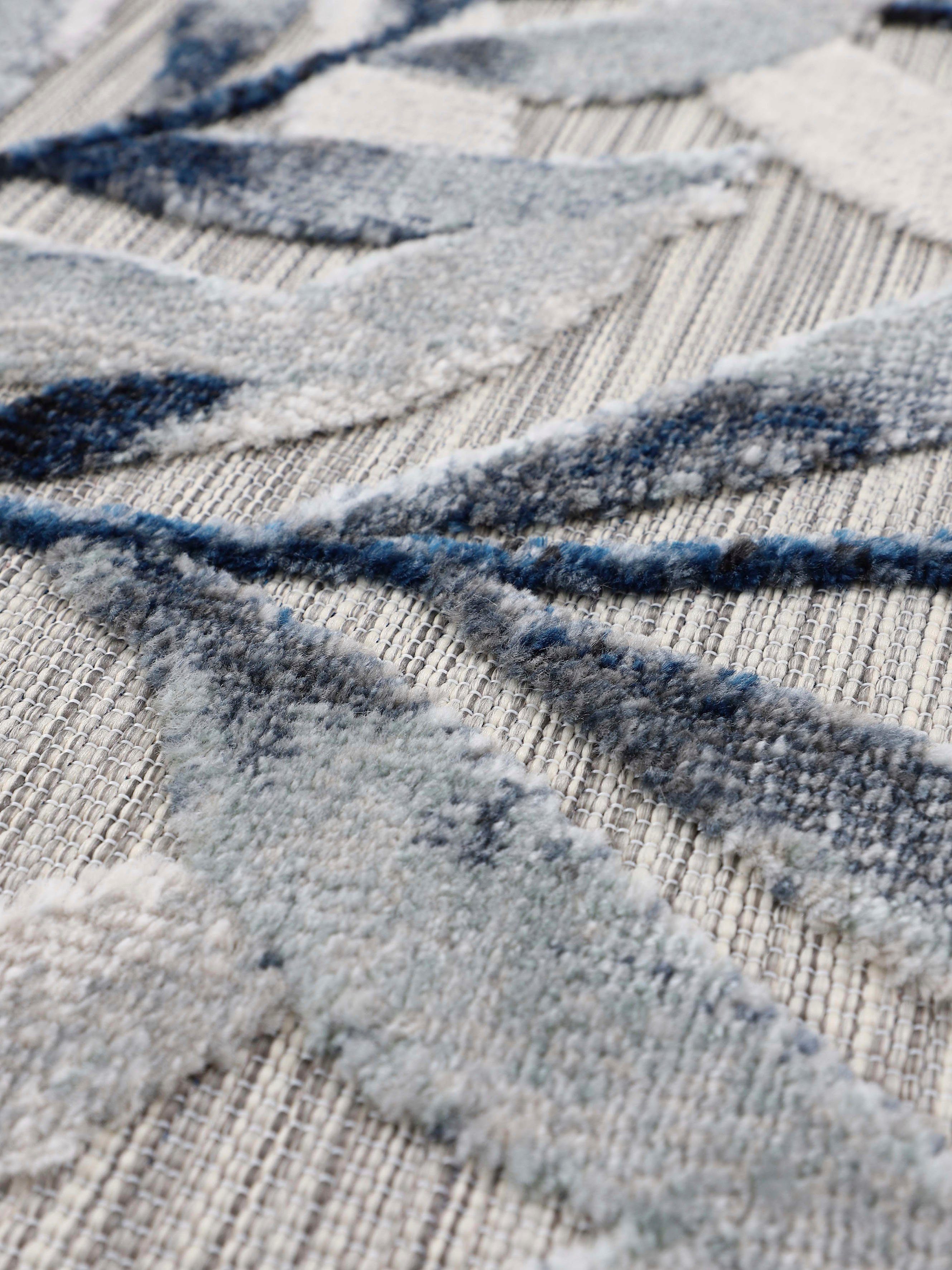 carpetfine Vloerkleed Deja 100 robust vlakweefsel, motief - florale palmbladeren, hoog-laag effect