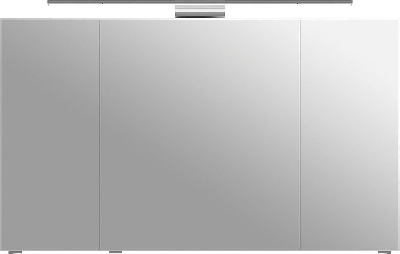 Saphir Spiegelkast 6005 Sprint badkamermeubel, 3 spiegeldeuren, 6 legplanken, 120 cm breed spiegels & verlichting wit