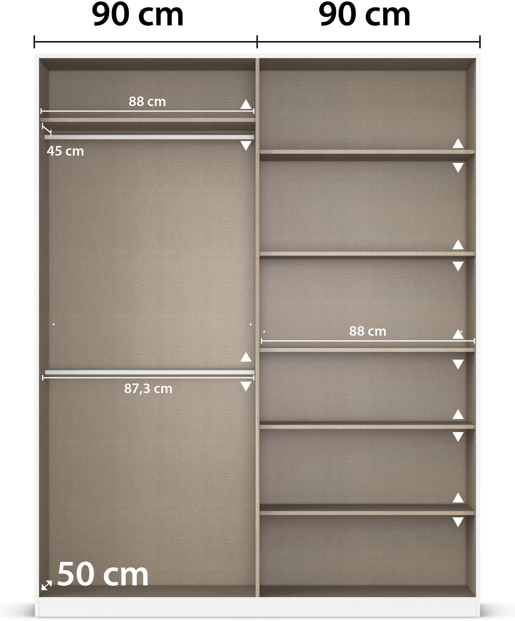 rauch Draaideurkast Kleiderschrank Schrank Garderobe AGORDO TOPSELLER Schlafzimmer doordachte binnenuitrusting, in 6 breedtes en 2 hoogtes made in germany