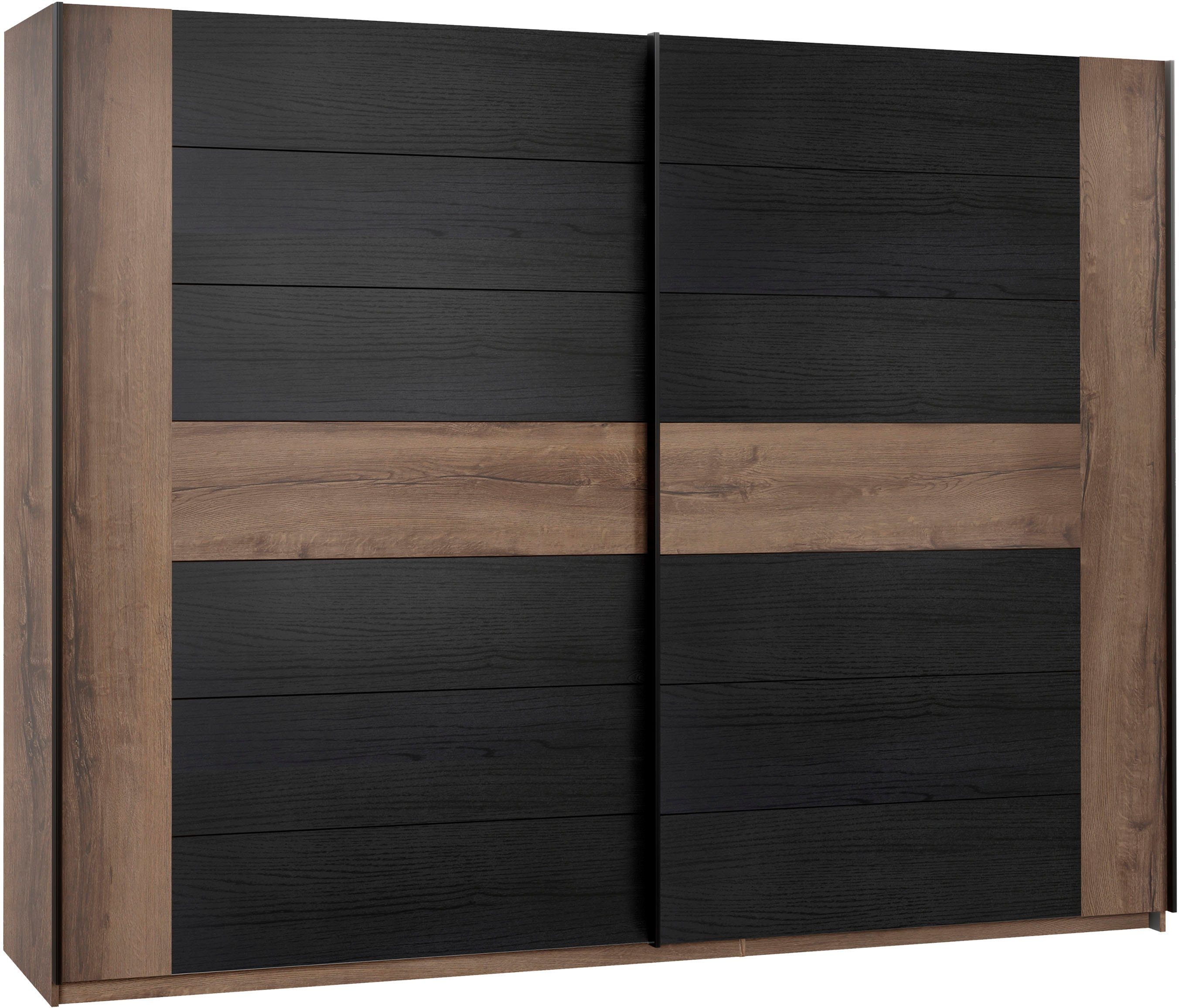 FORTE Zweefdeurkast Bellevue, veel opbergruimte met zwarte metalen grepen, ca. 270x210cm,