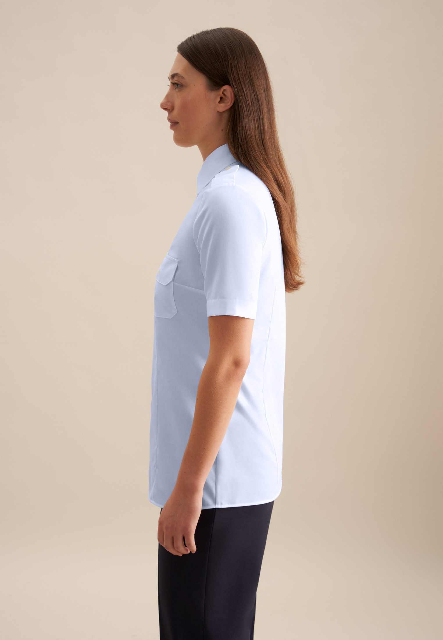 seidensticker Overhemdblouse Korte mouwen kraag uni
