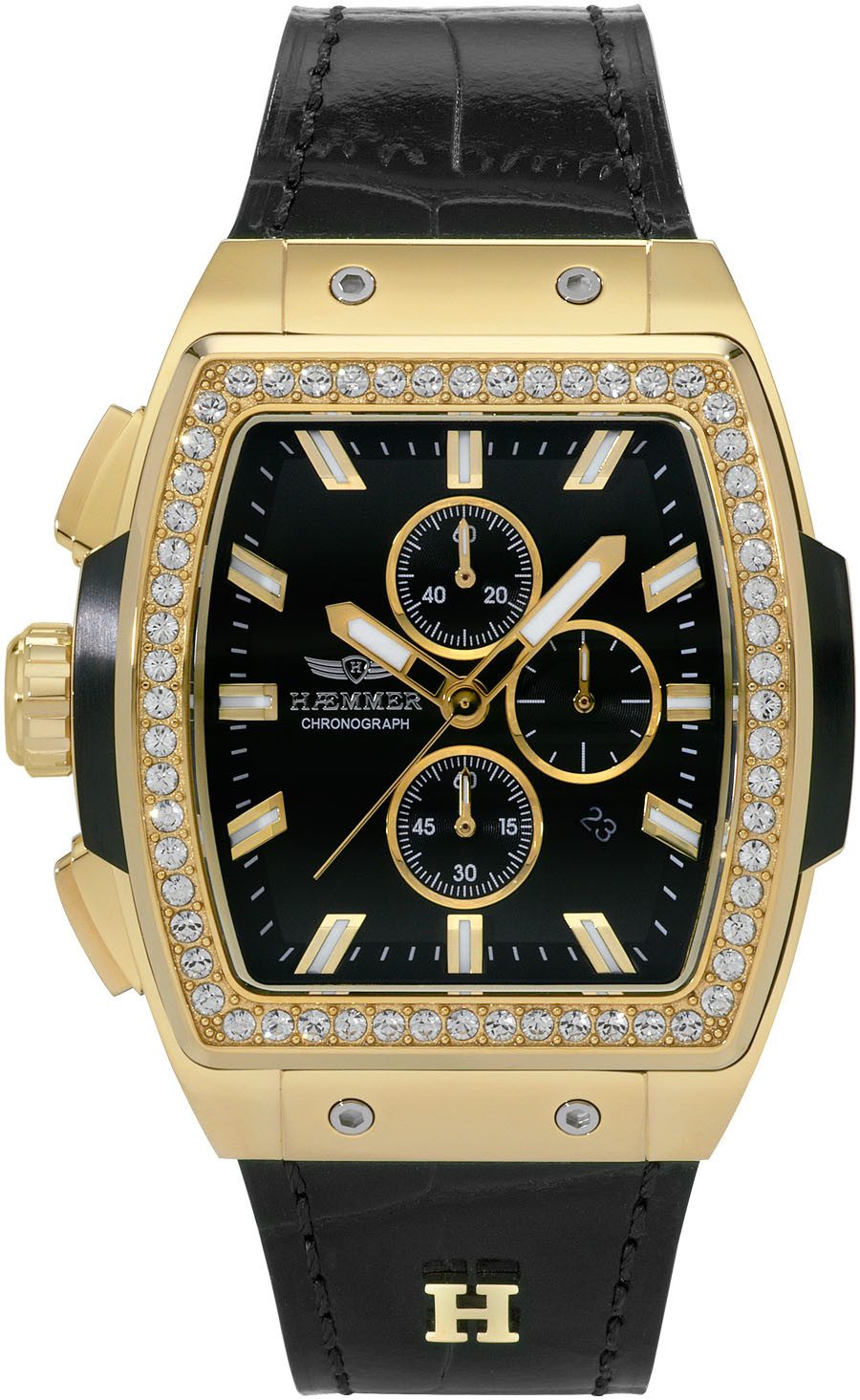 HAEMMER GERMANY Chronograaf Quartz horloge, polshorloge, dameshorloge, leren band, geschroefde kroon, datum