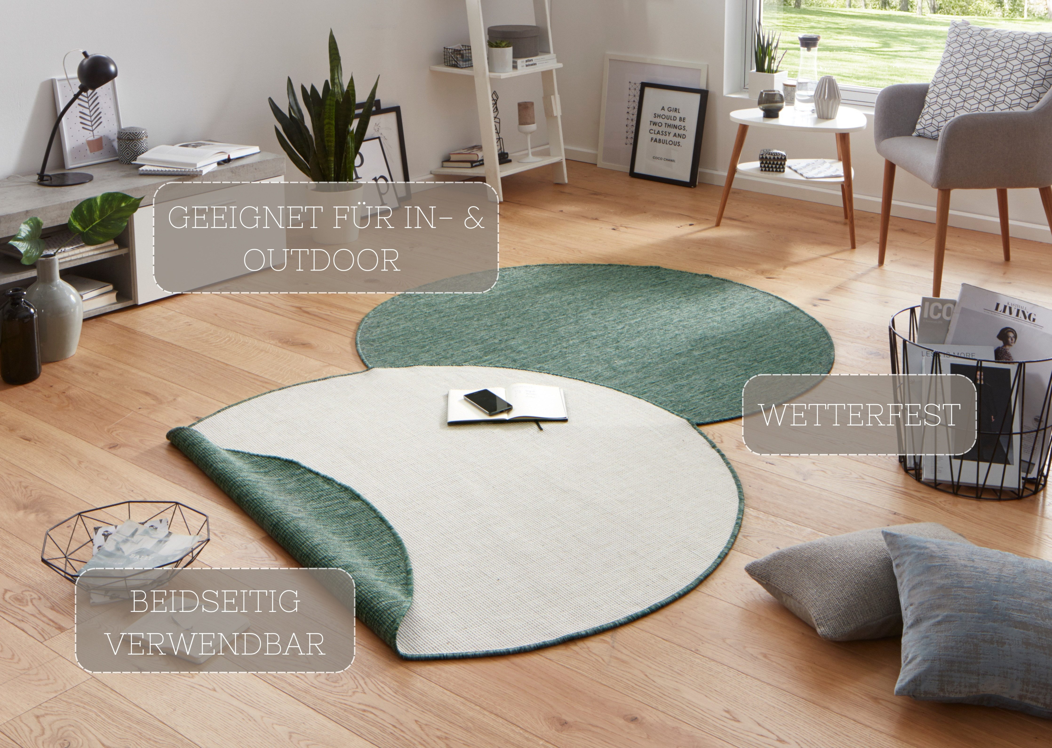 NORTHRUGS Vloerkleed Miami omkeerbaar tapijt Geschikt voor binnen en buiten, weerbestendig, balkon, tuin, woonkamer, waterbestendig
