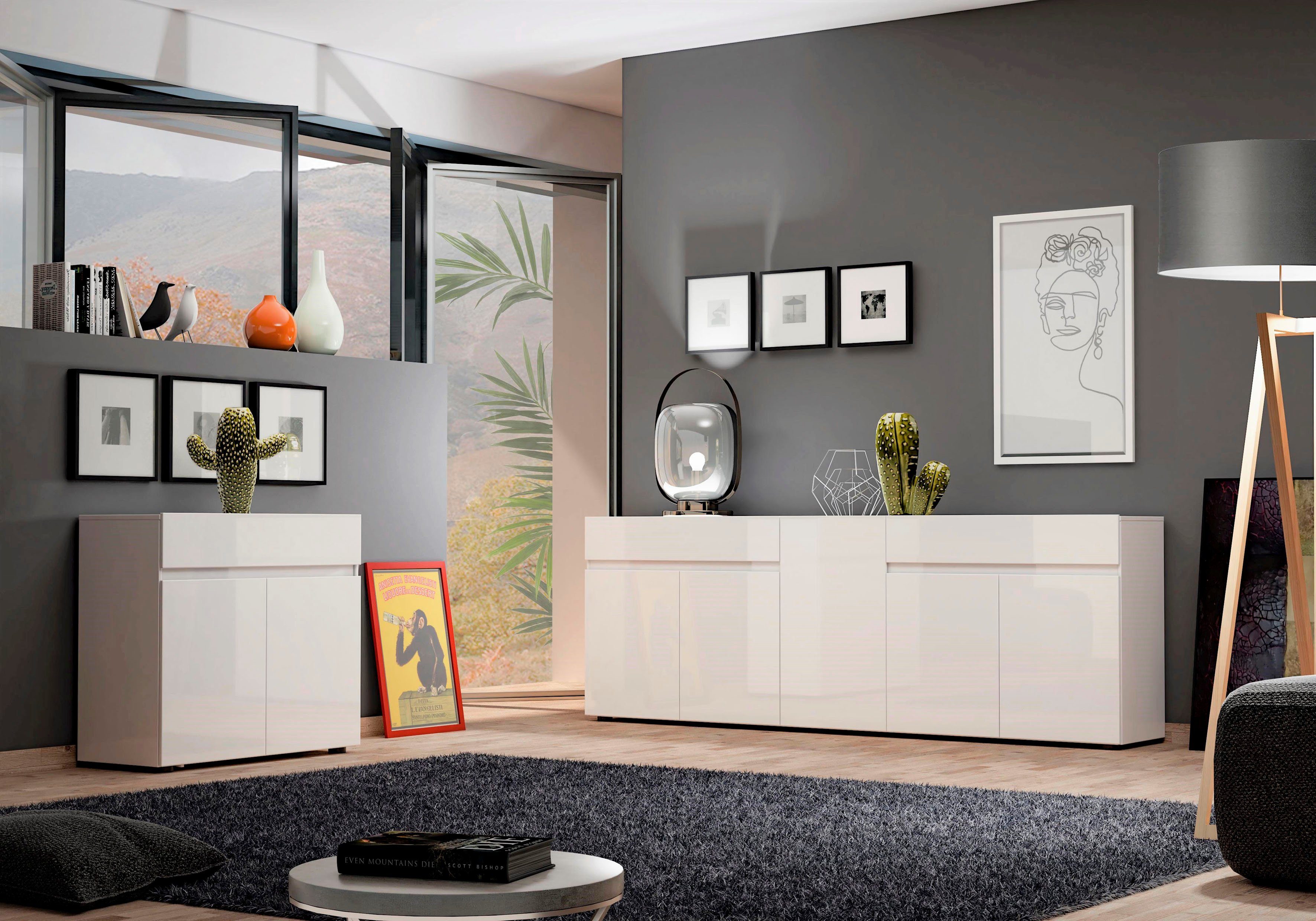 INOSIGN Dressoir Mister Dressoir, volledig hoogglans gelakt(B/H): 225/80 cm