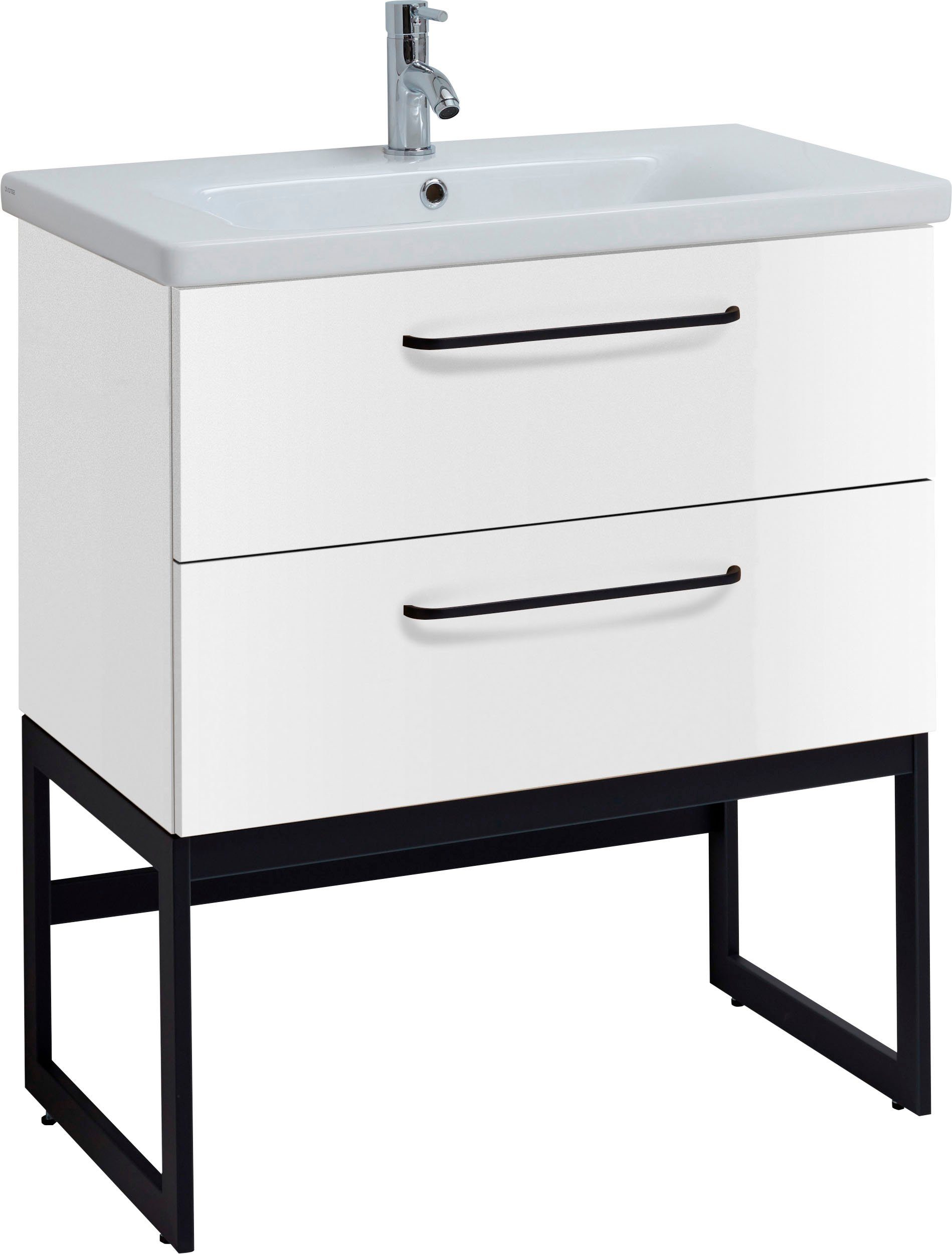 OPTIFIT Wastafelonderkast Yukon Breedte 80 cm, met keramieken wasbak wastafelmeubels wit
