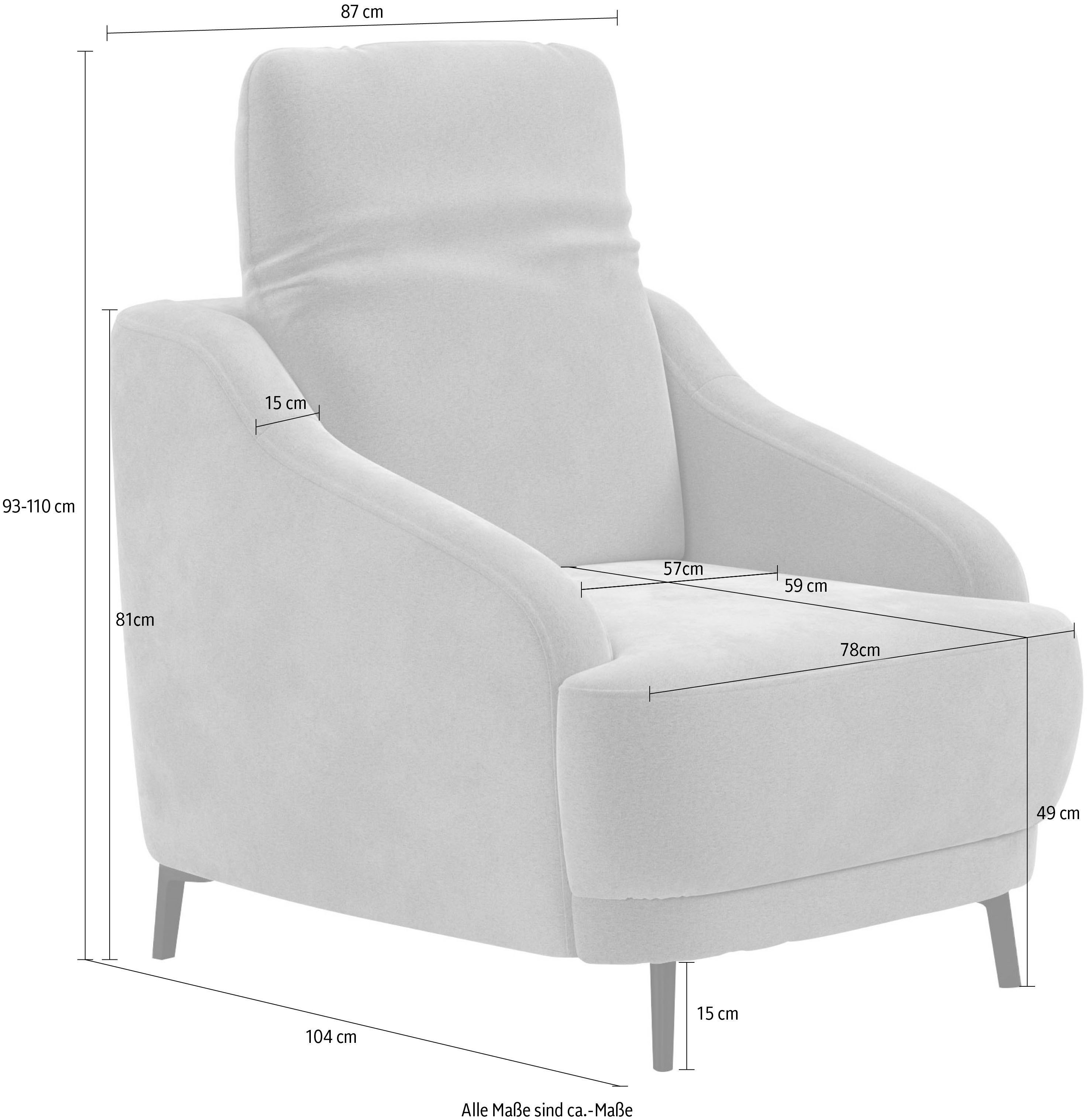 sit&more Fauteuil Blues met metalen poten, matzwart (1 stuk)