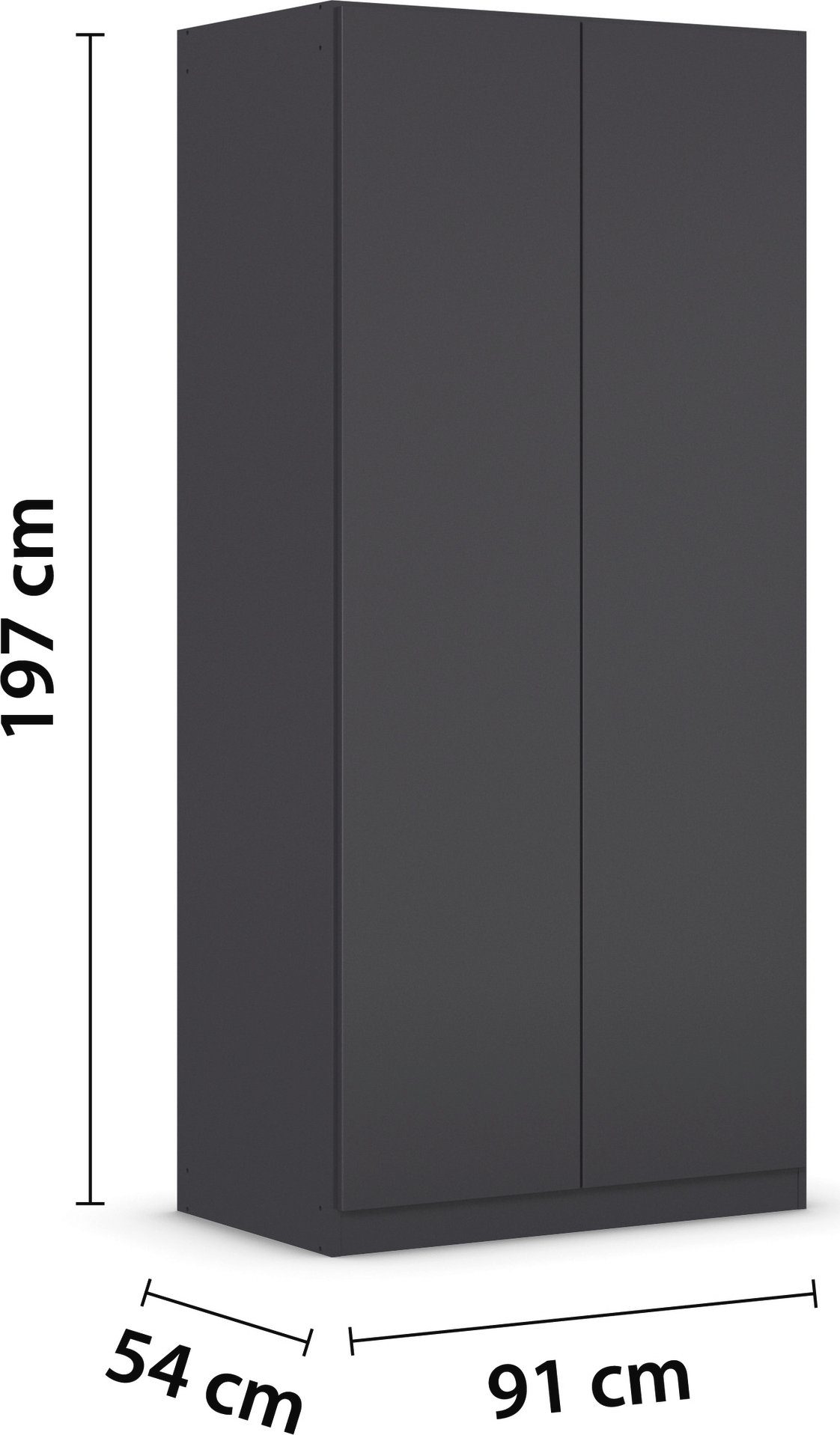 rauch Draaideurkast Kledingkast kast garderobe waskast COSTA breedte 91 cm met greeploze voorkant en push-to-open functie made in germany