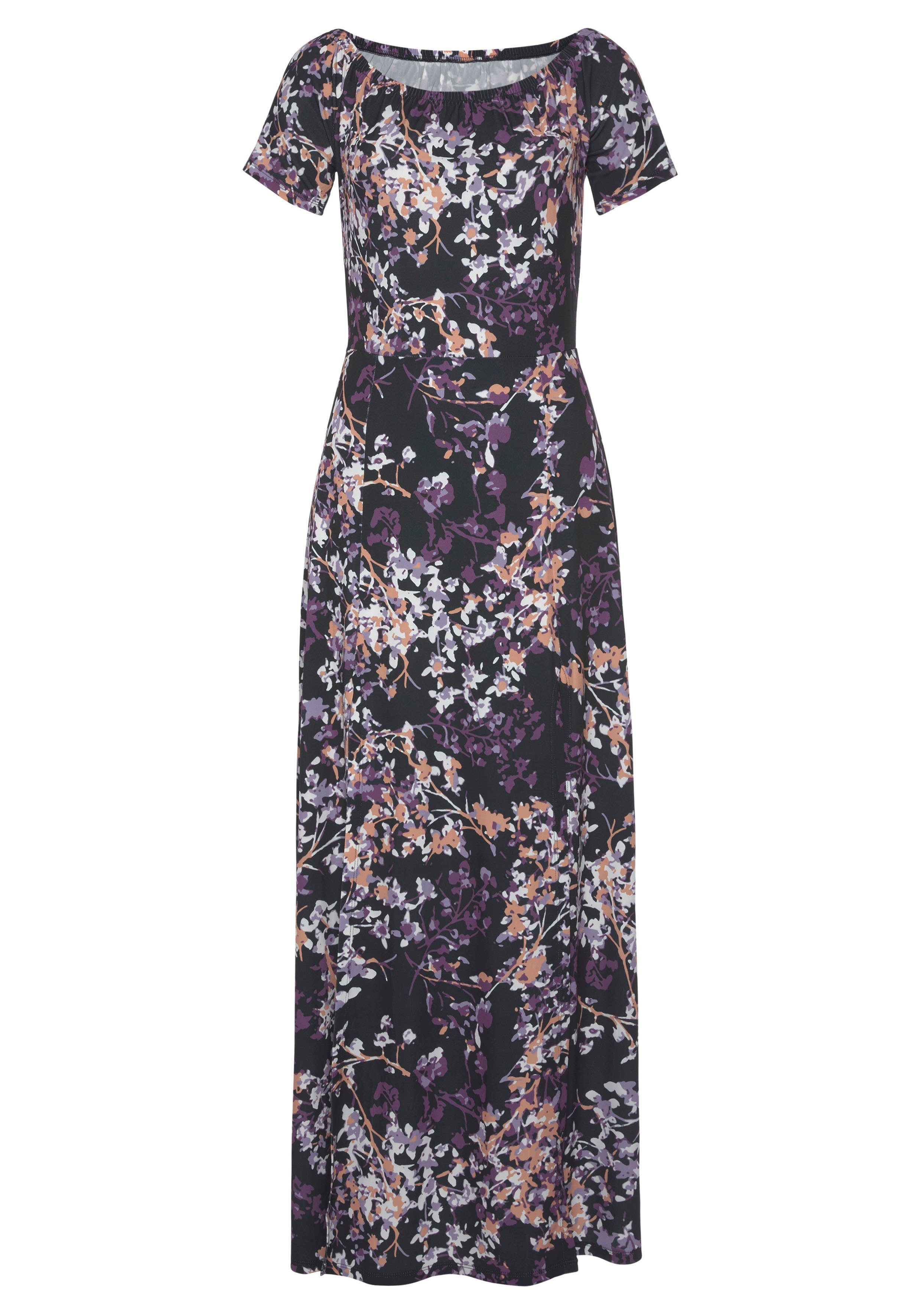 Vivance Maxi-jurk met lange splits en carmen-halslijn, zomerjurk