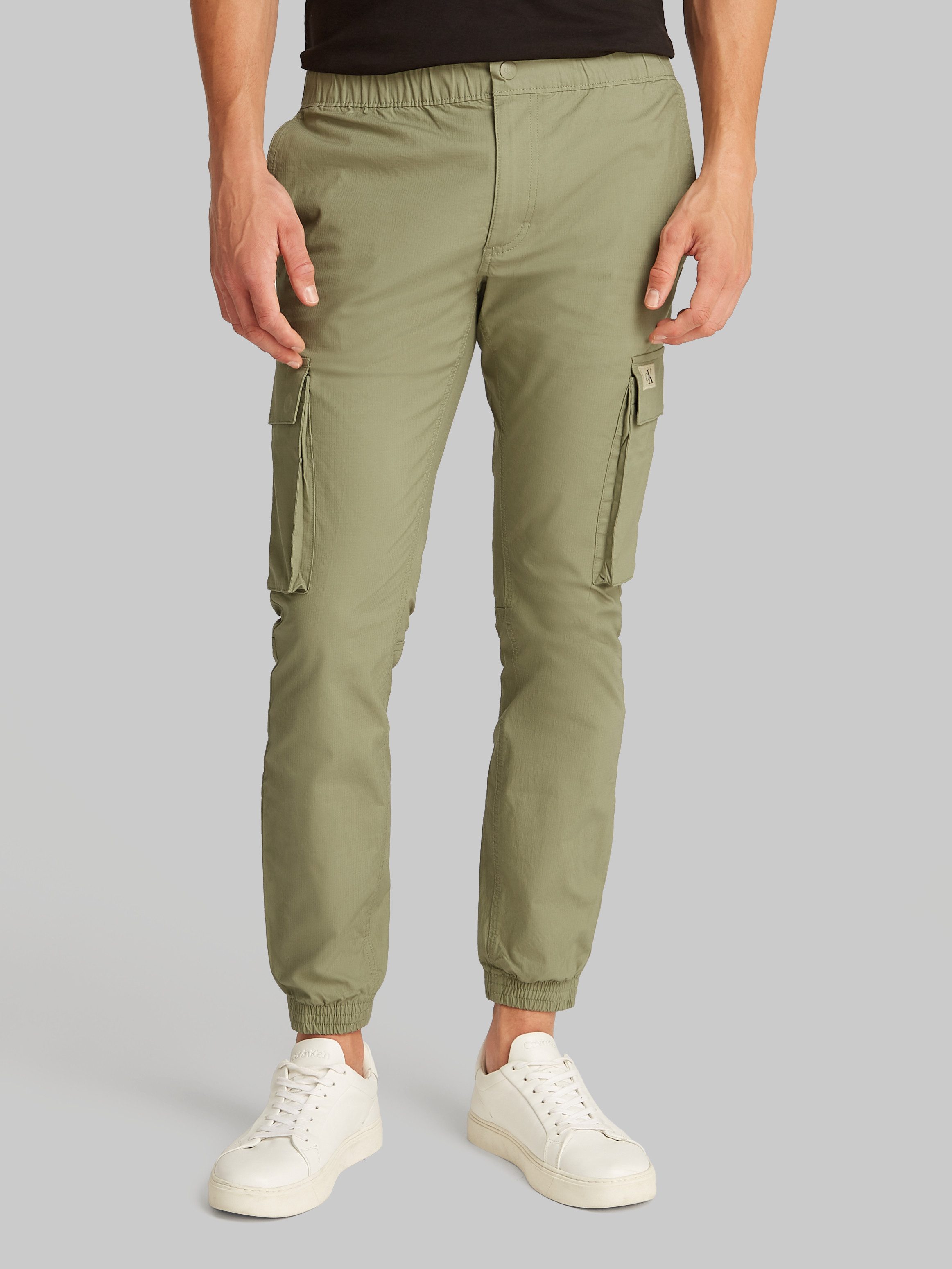 Calvin Klein Cargobroek SKINNY CARGO met logopatch heren cargobroeken maat 34 grijs