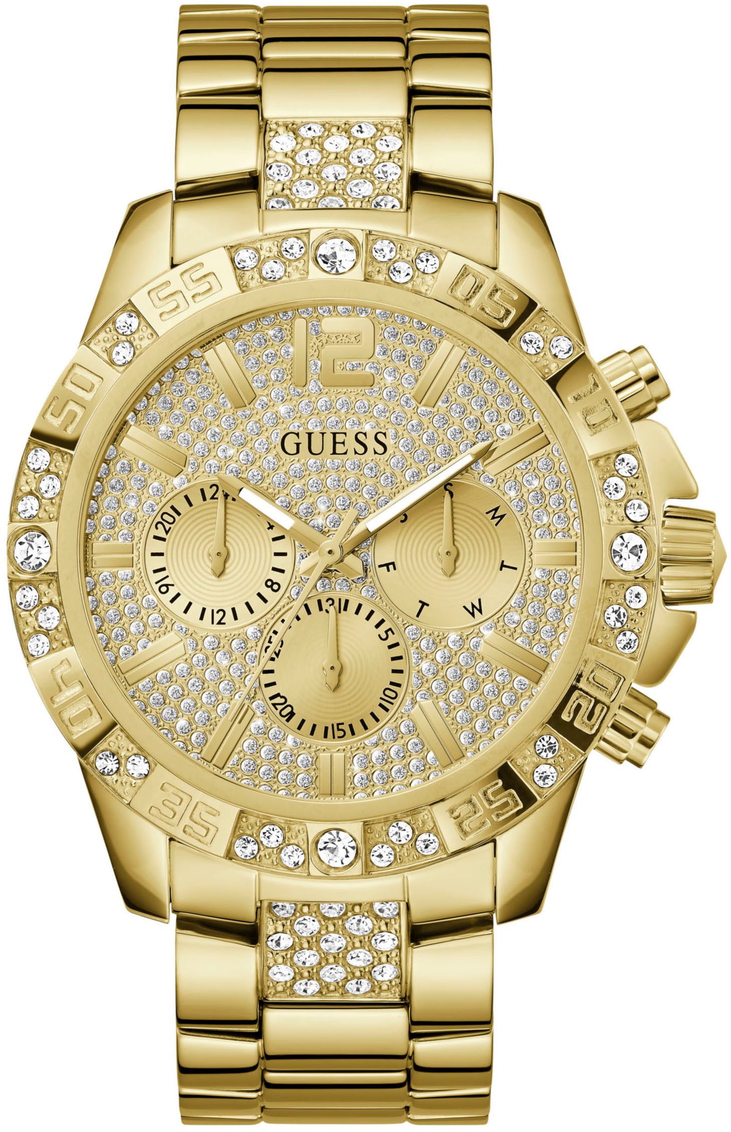 Guess Multifunctioneel horloge Majestic Quartzhorloge, horloge, heren, datum, 12/24-uurs weergave, kristalstenen