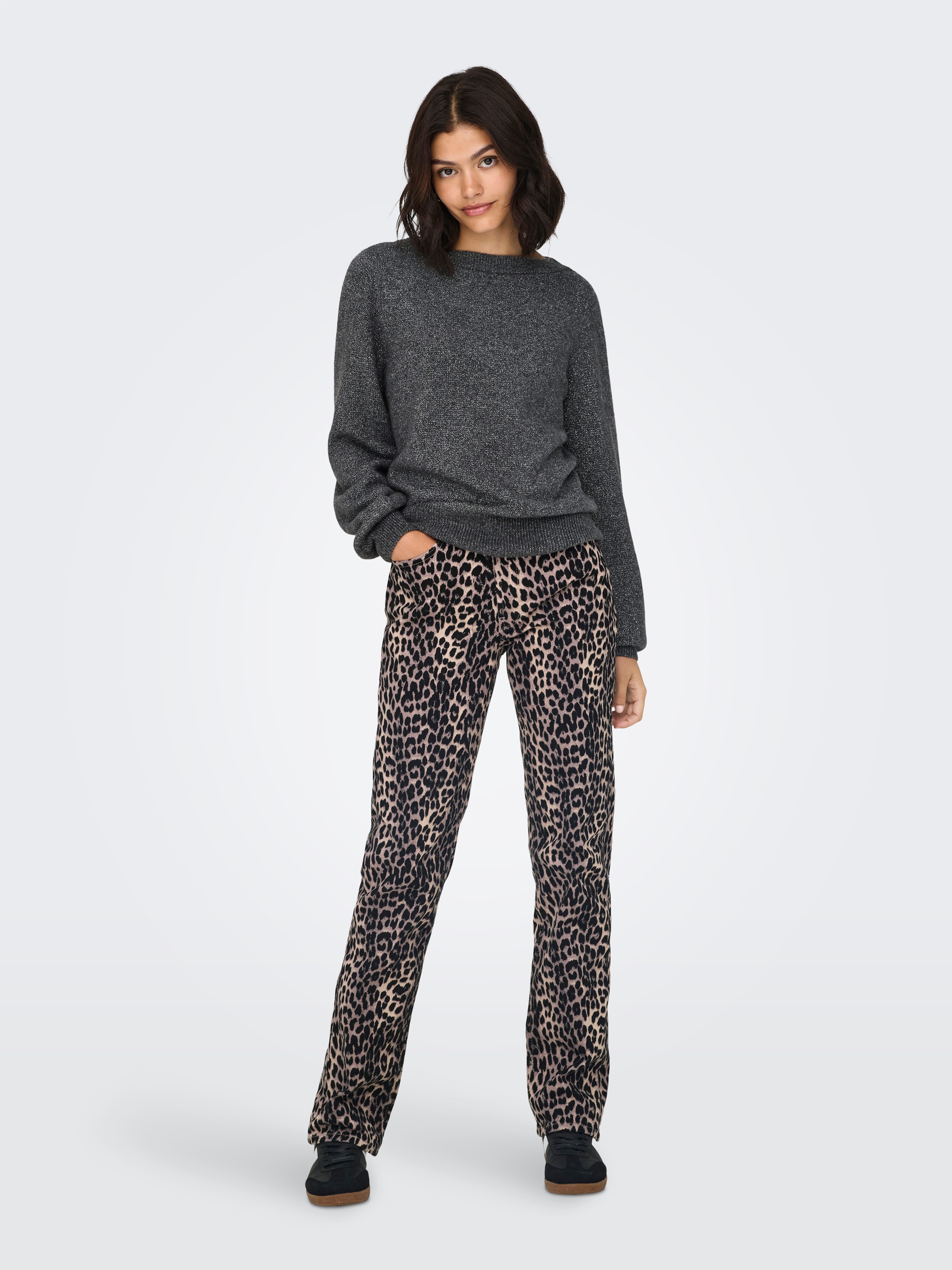 JDY Gebreide trui JDYRUE GLITTER L/S BOAT PULLOVE KNT NOOS