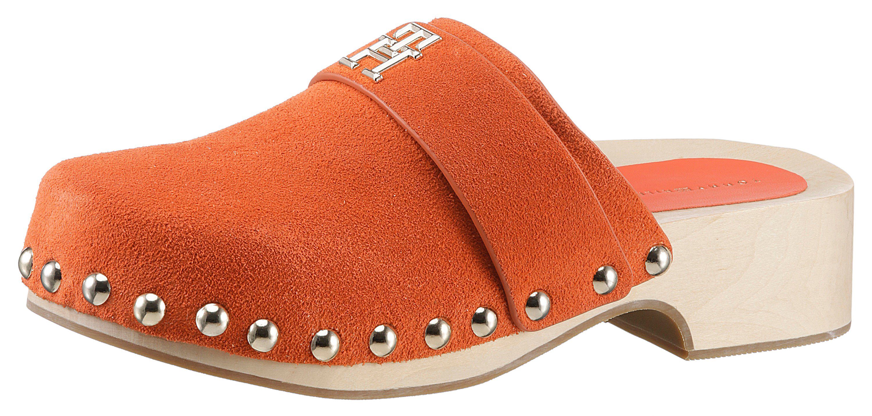 Tommy Hilfiger Clogs TH CLOG SUEDE met glanzende studs