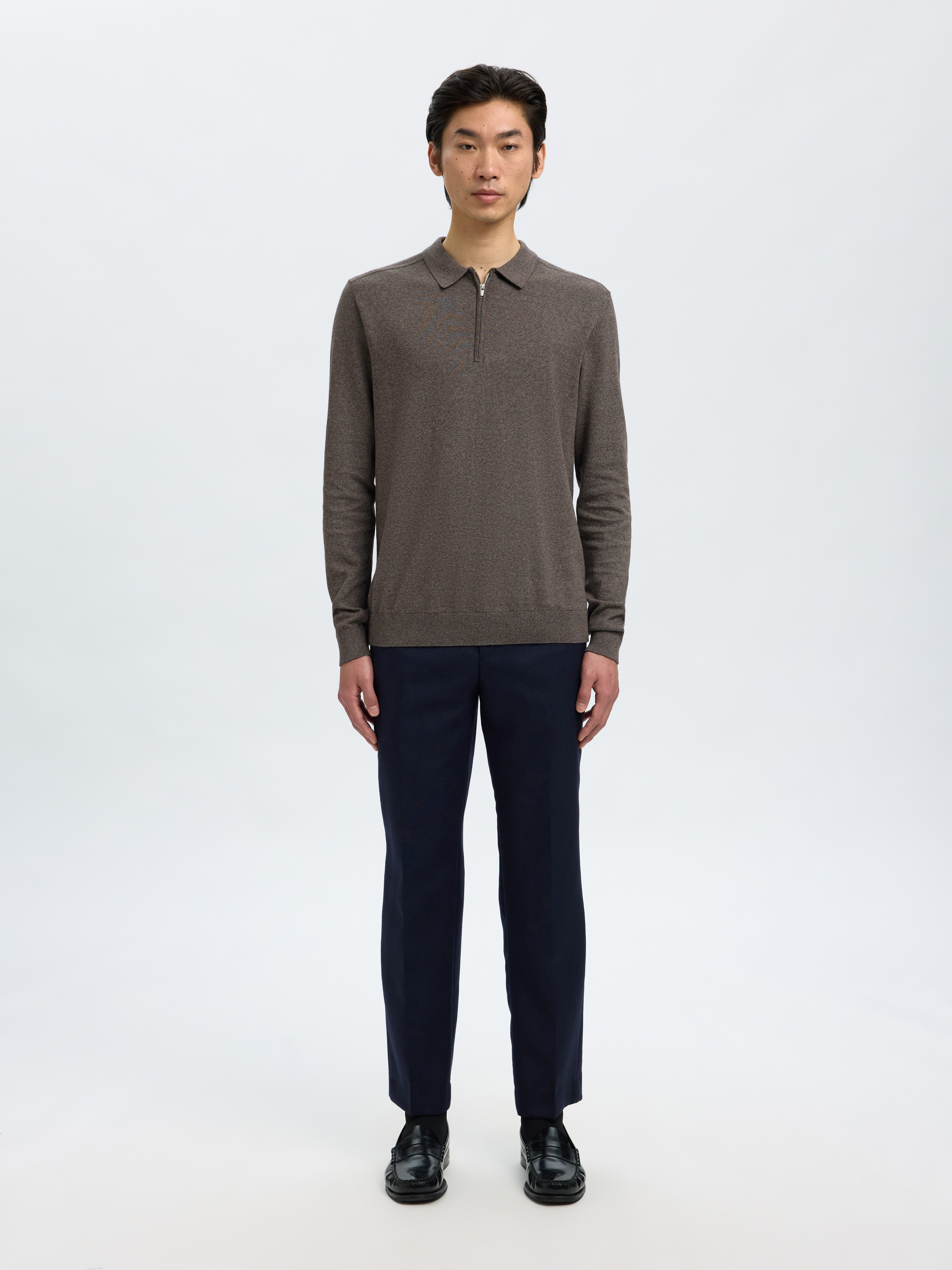 SELECTED HOMME Trui met polokraag SLHBERG LS HALF ZIP POLO NOOS